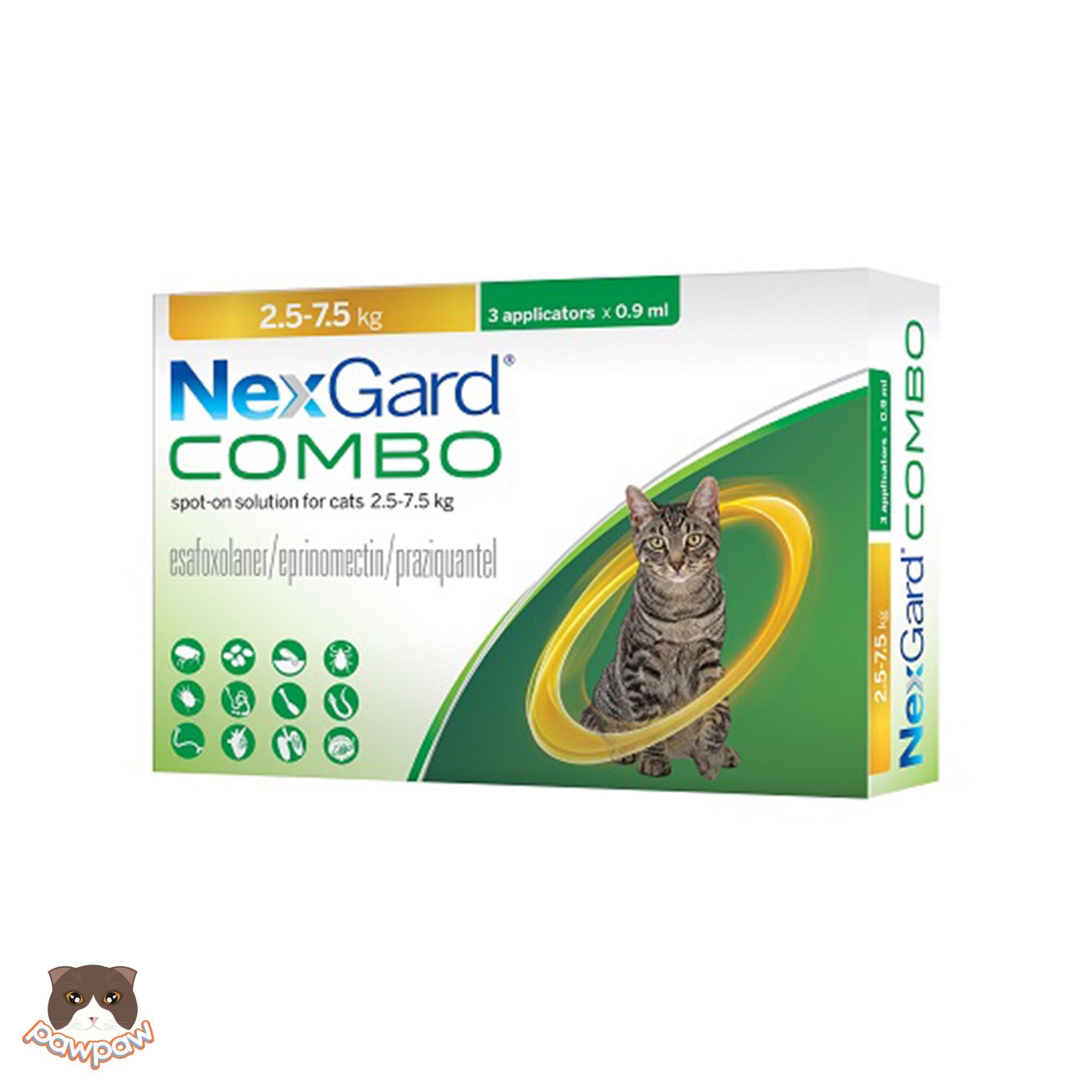  Nhỏ gáy Nexgard Combo trị nội ngoại ký sinh cho mèo 