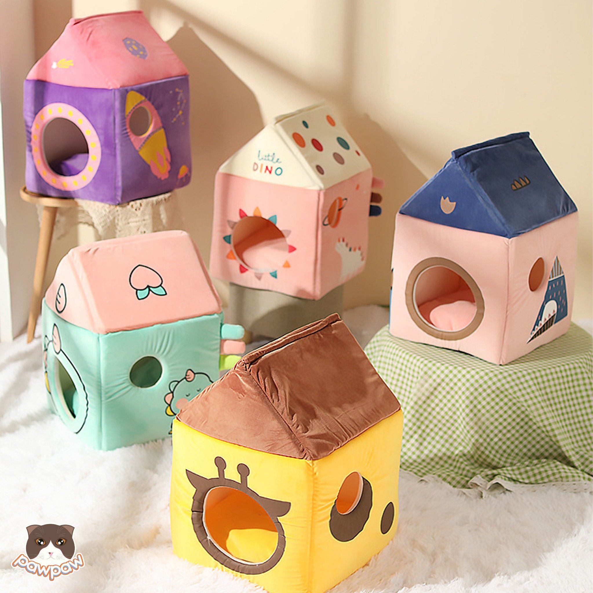 Nhà đệm sắc màu cho chó mèo
