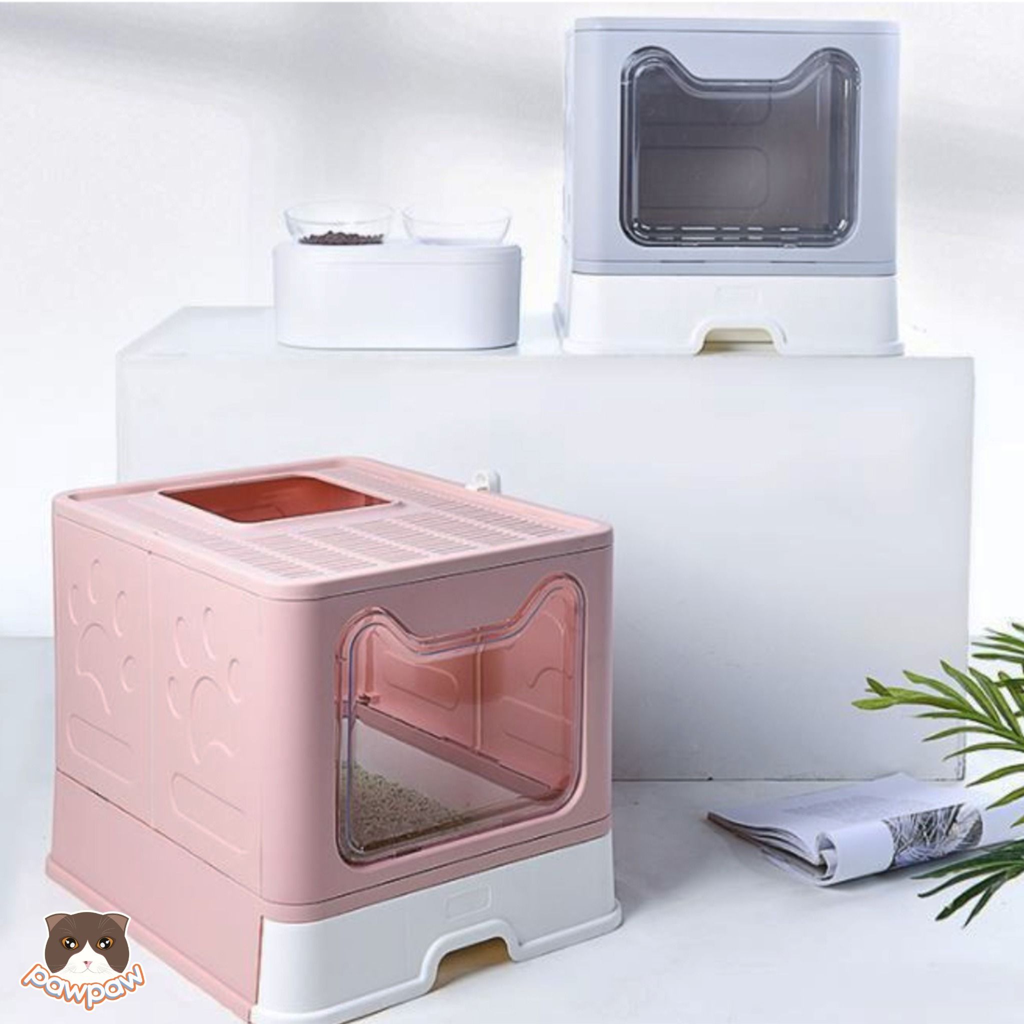Nhà vệ sinh 2 cửa có khay kéo cho mèo