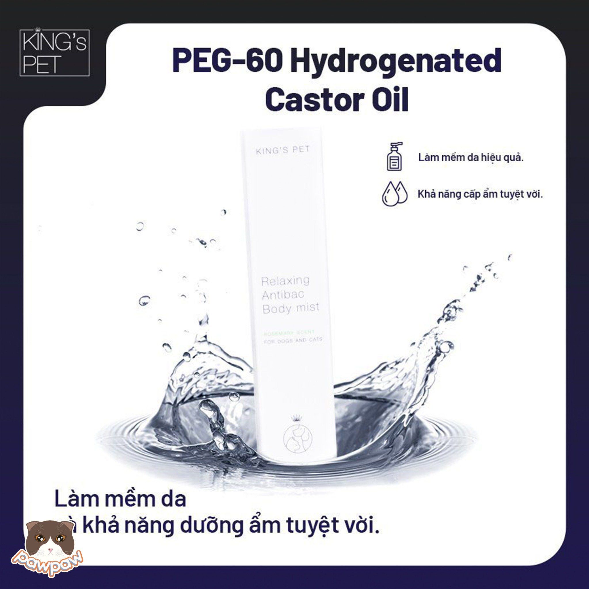 Nước hoa thư giãn kháng khuẩn mùi hương thảo King's Pet 100ml cho chó mèo