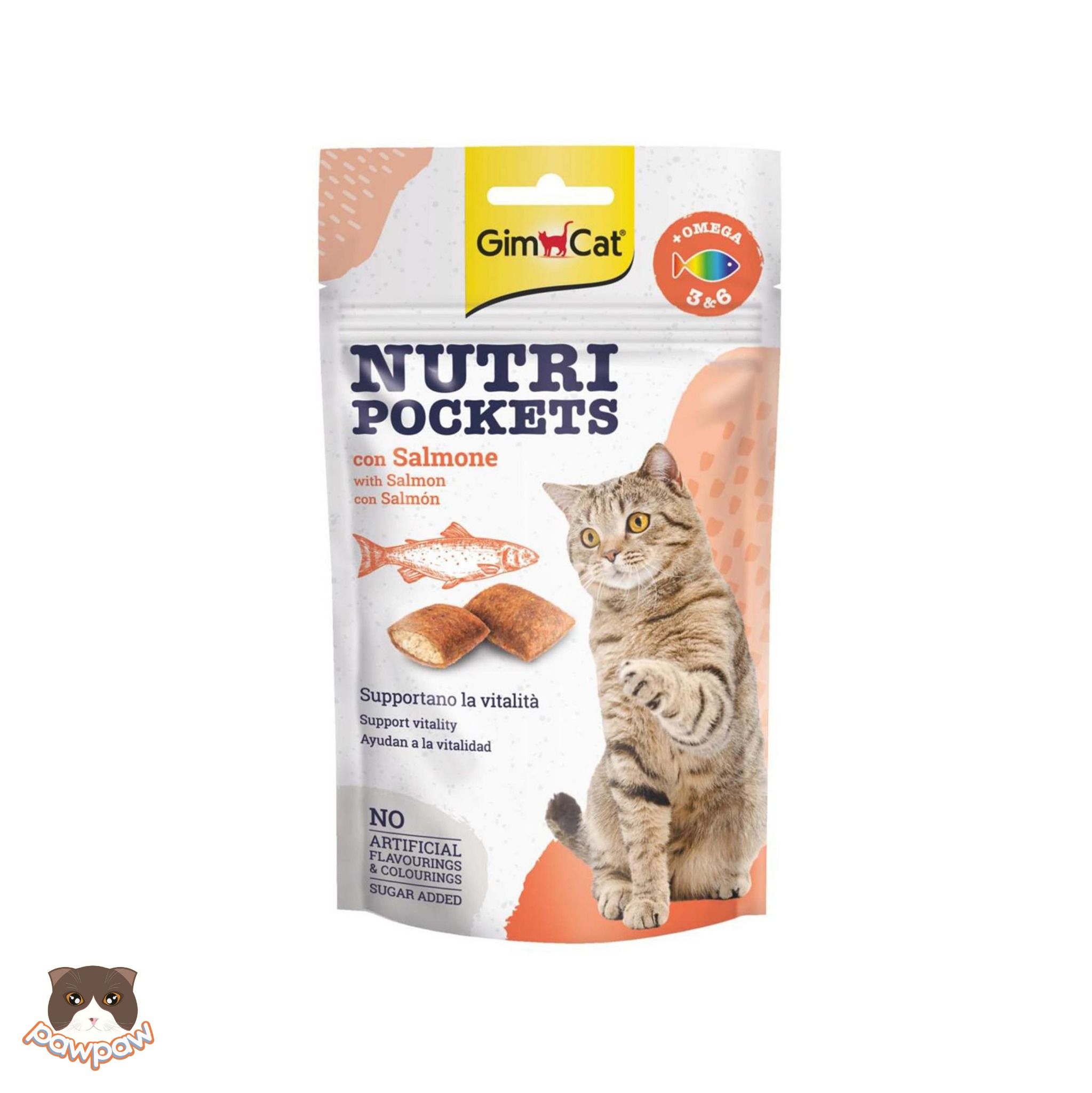  Snack bổ sung Omega 3&6 Gimcat Nutri Pocket Salmon 60g cho mèo 