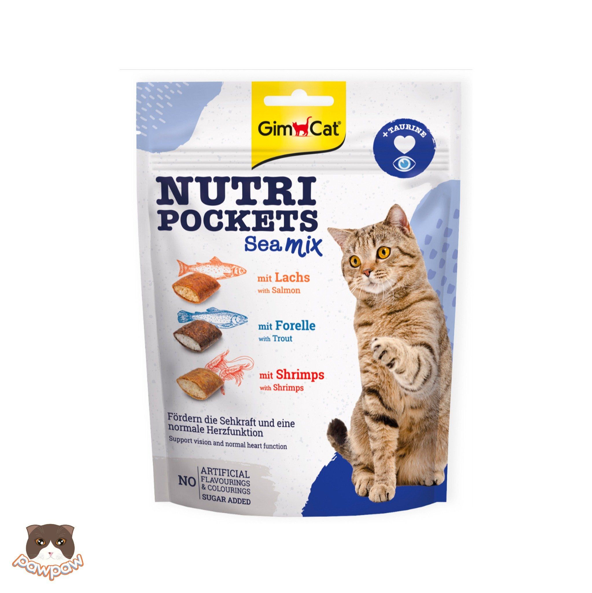  Snack bổ sung Taurine vị cá hồi & tôm Gimcat Nutri Pocket Sea Mix 150g cho mèo 