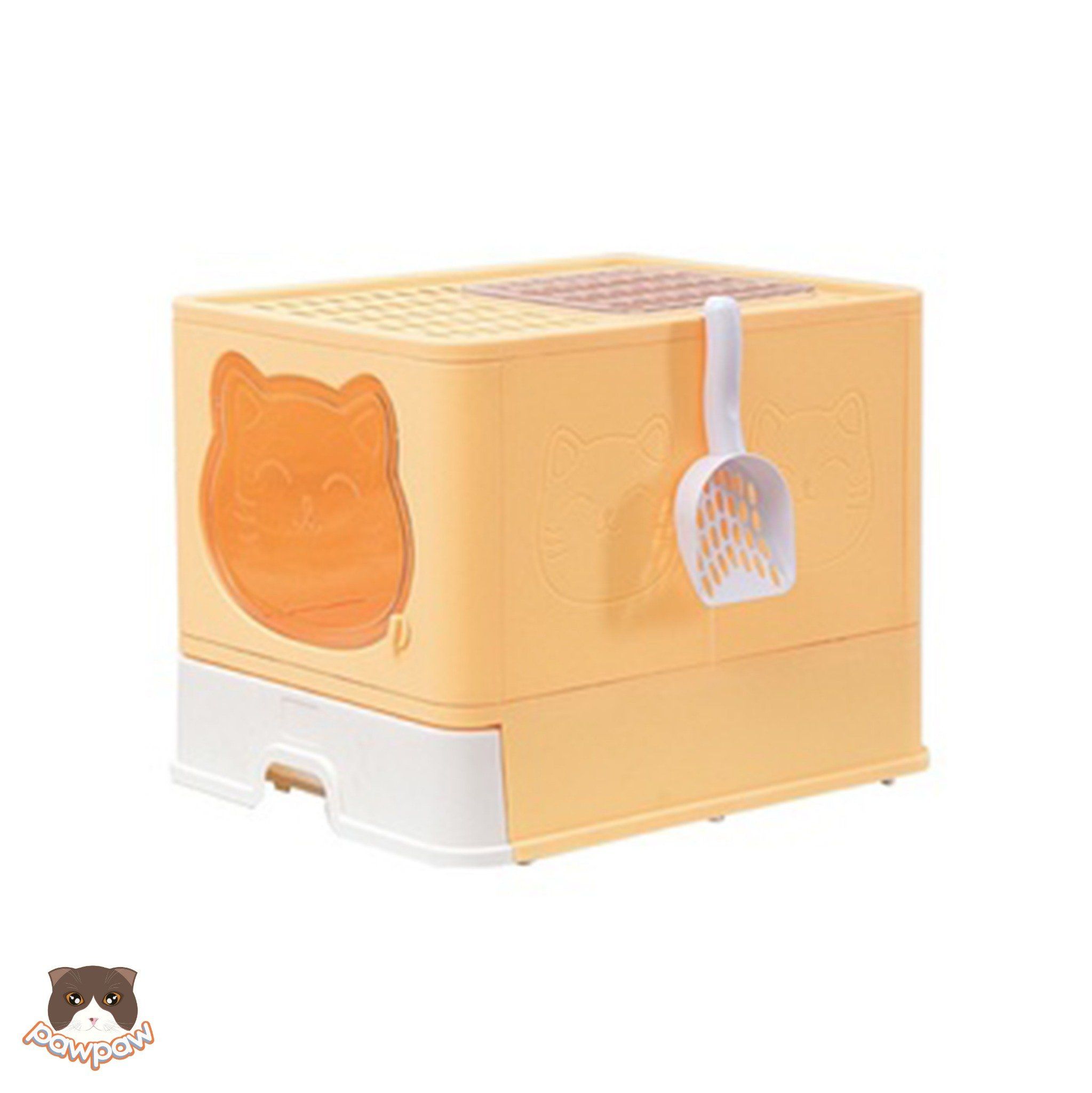 Nhà vệ sinh 2 cửa hình mèo có khay kéo cho mèo
