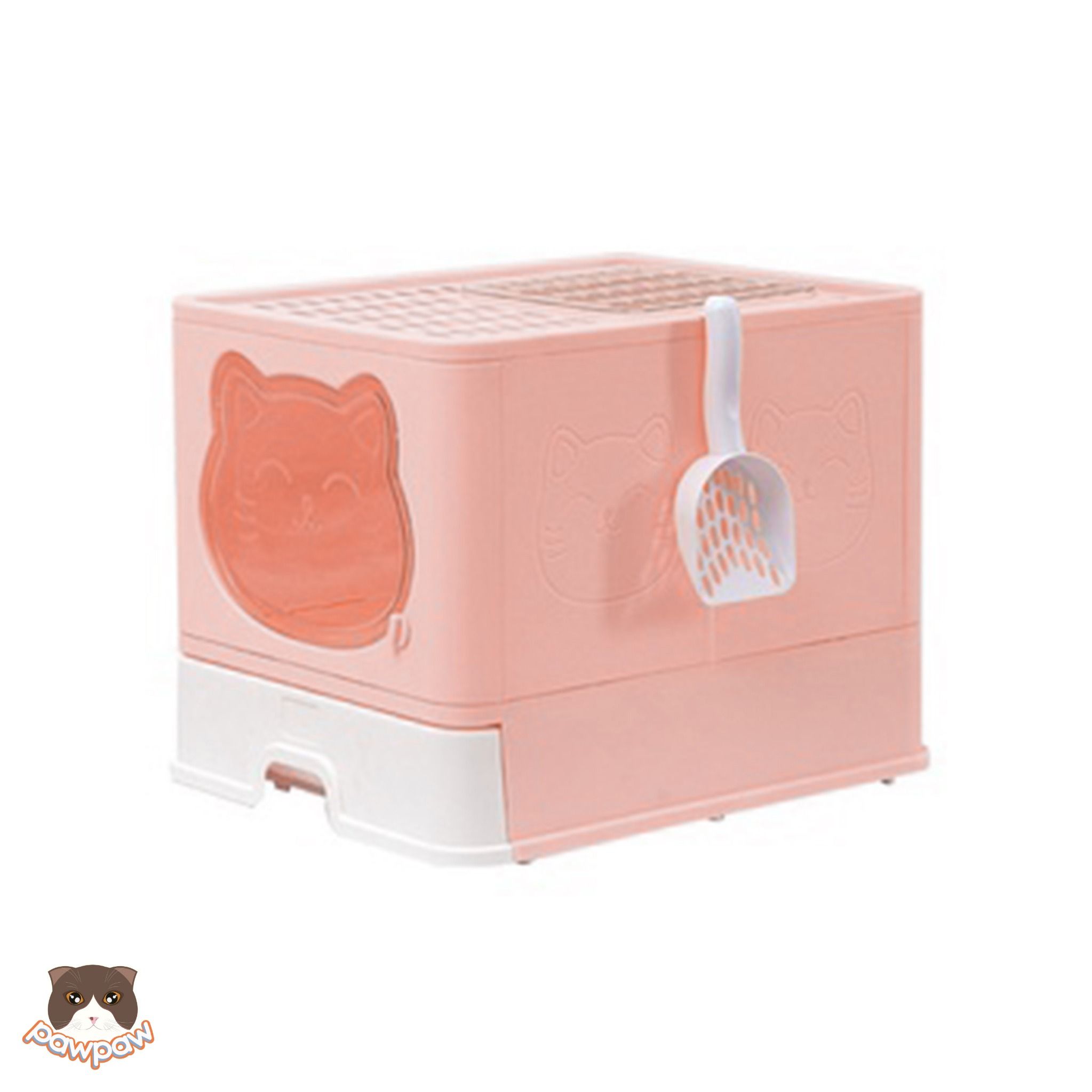 Nhà vệ sinh 2 cửa hình mèo có khay kéo cho mèo