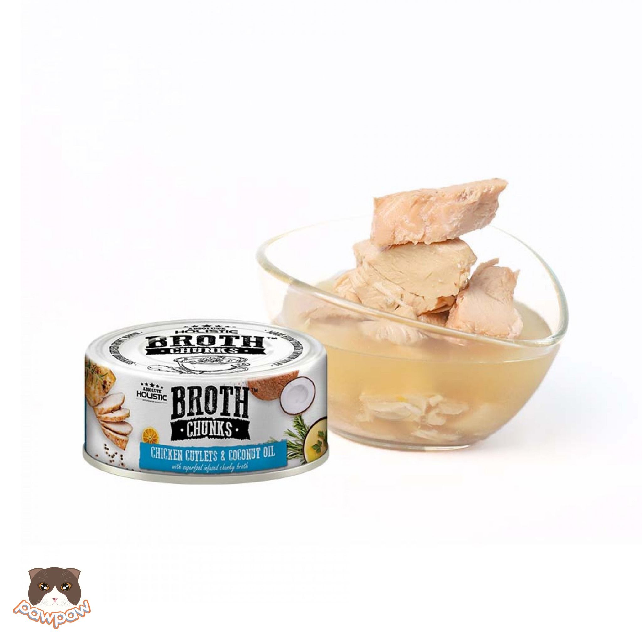 Pate thịt cắt khúc Absolute Holistic Broth Chunks 80g cho chó mèo