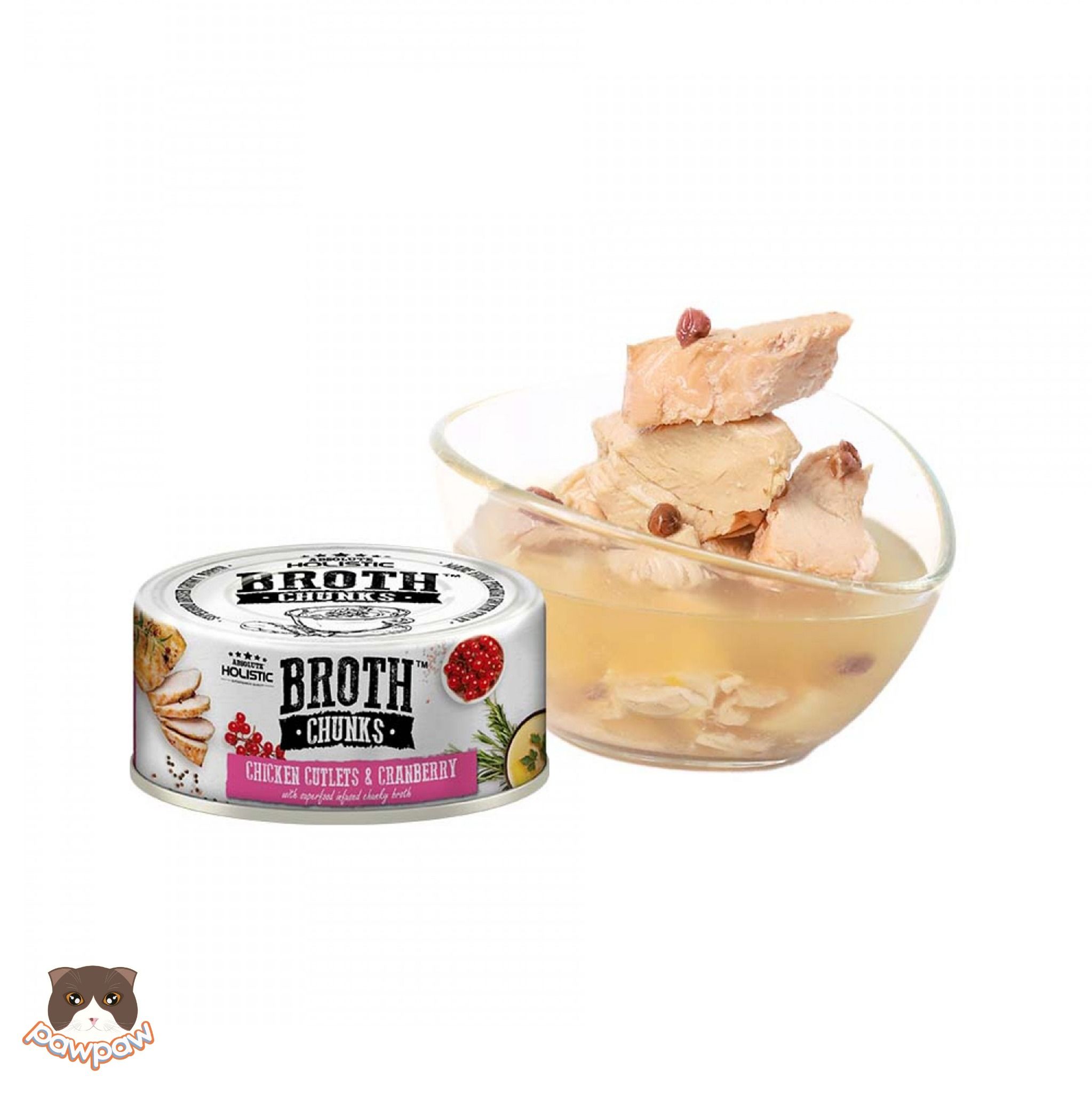  Pate thịt cắt khúc Absolute Holistic Broth Chunks 80g cho chó mèo 