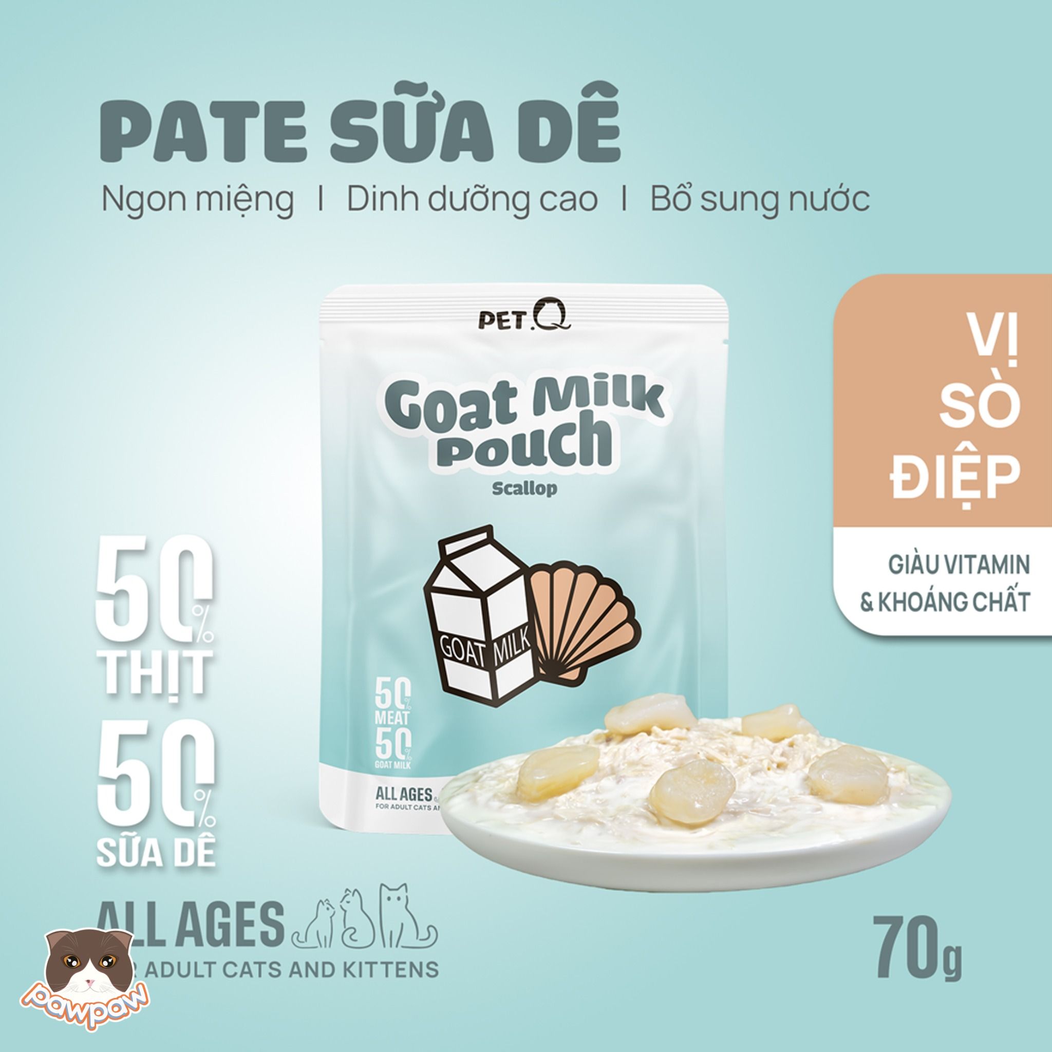 Pate sữa dê PetQ gói 70g cho mèo