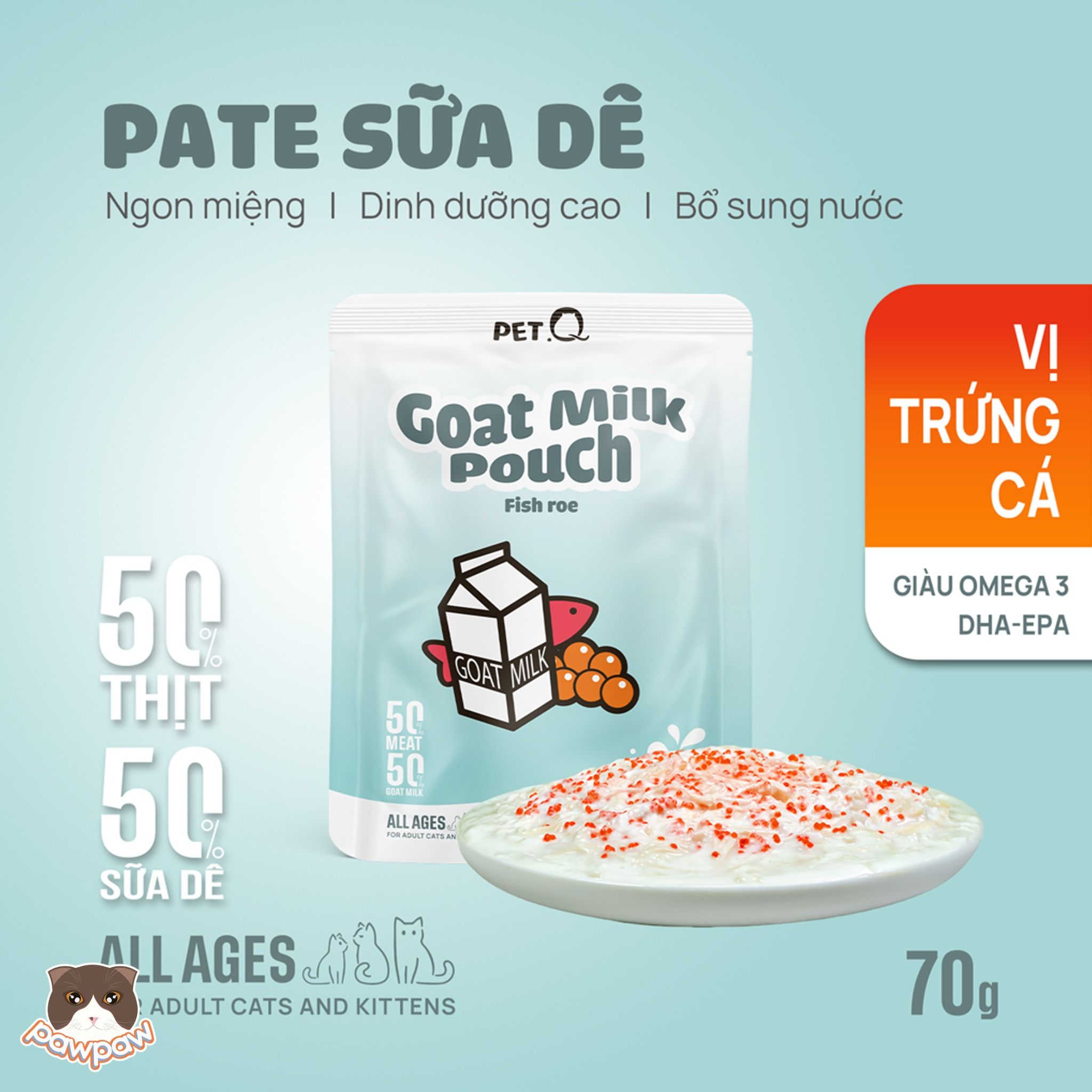 Pate sữa dê PetQ gói 70g cho mèo