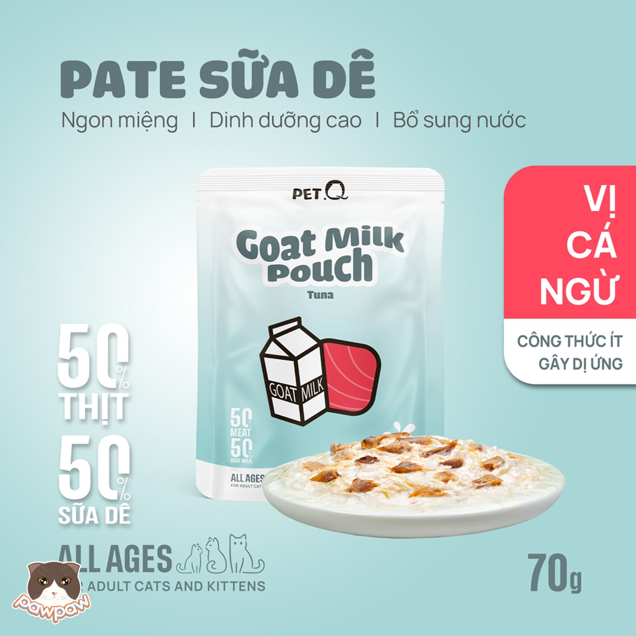 Pate sữa dê PetQ gói 70g cho mèo