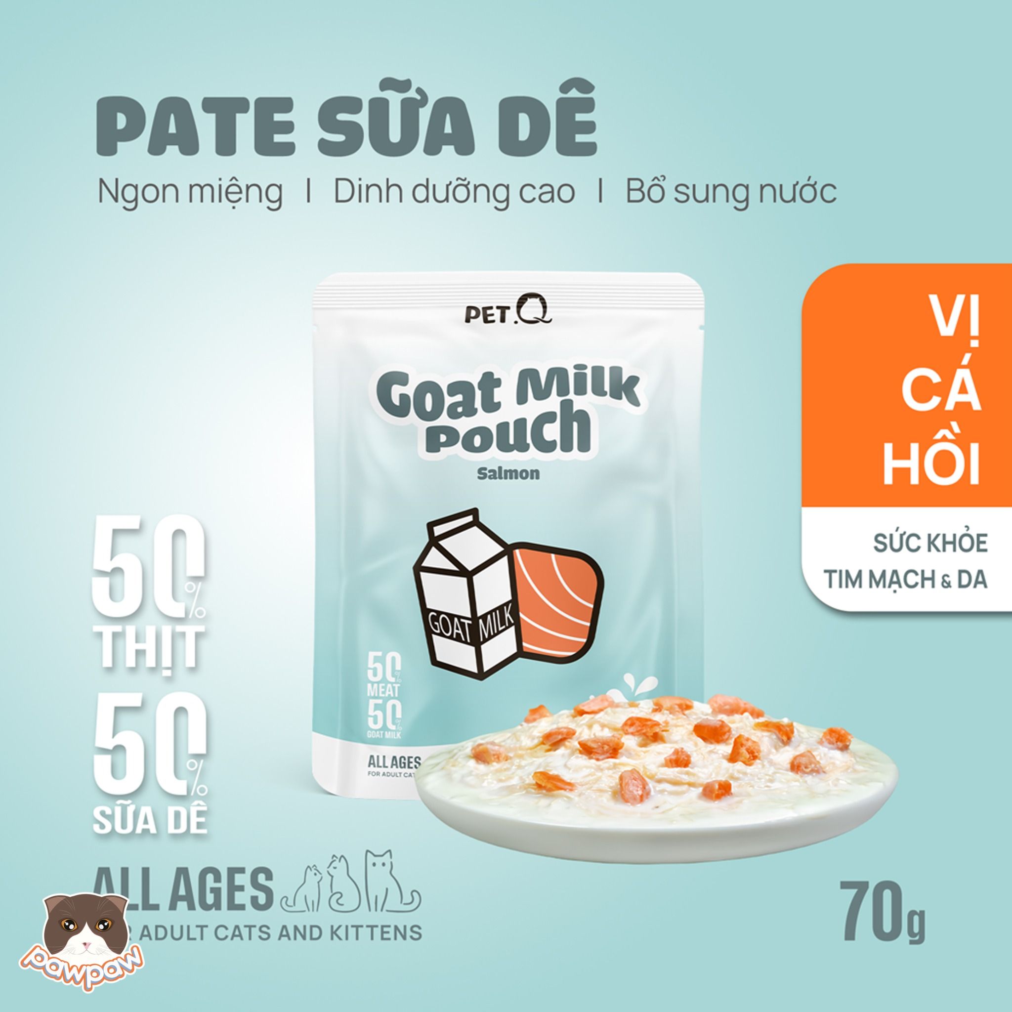 Pate sữa dê PetQ gói 70g cho mèo