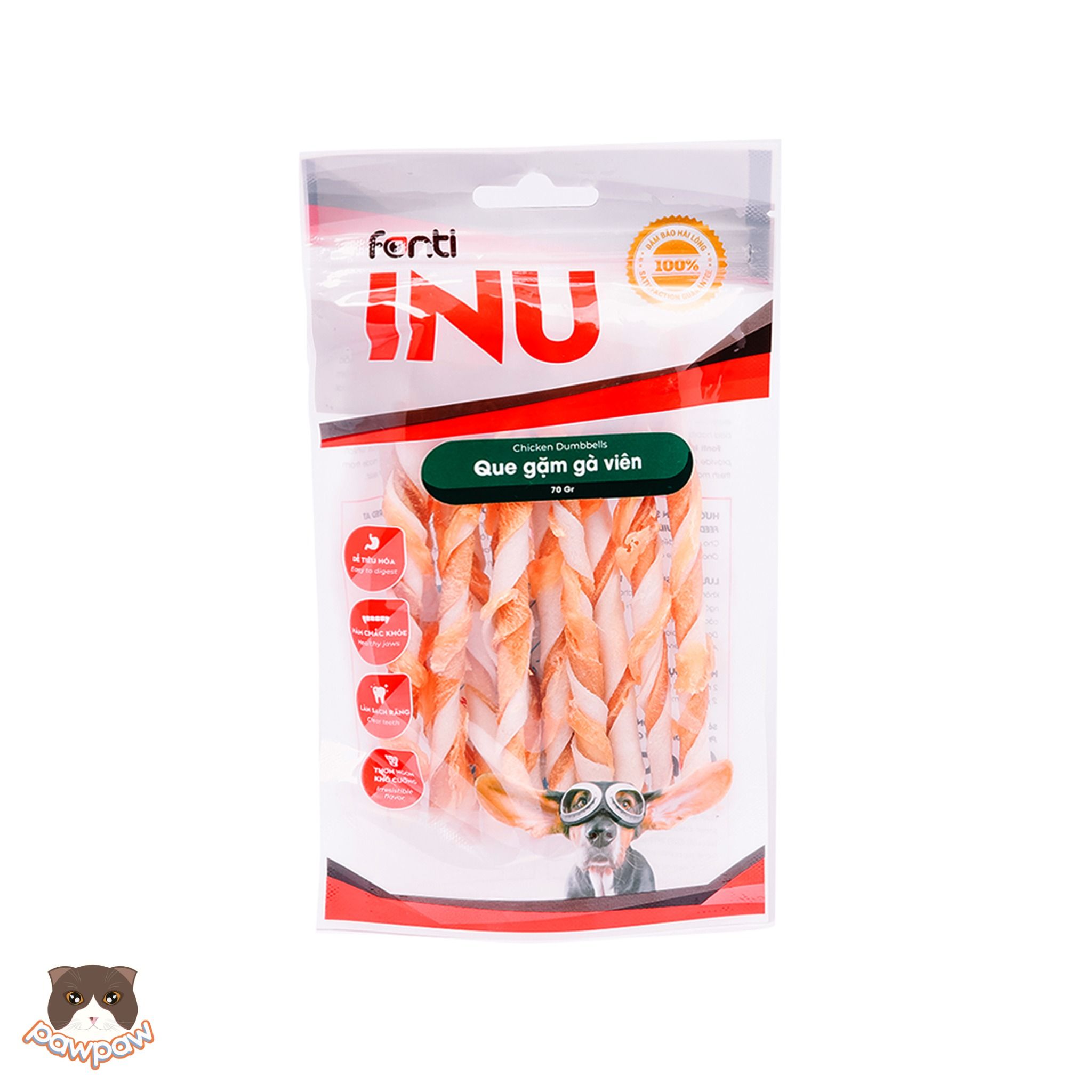 Que da bò sữa cuộn thịt gà Fonti Inu 10 que cho chó