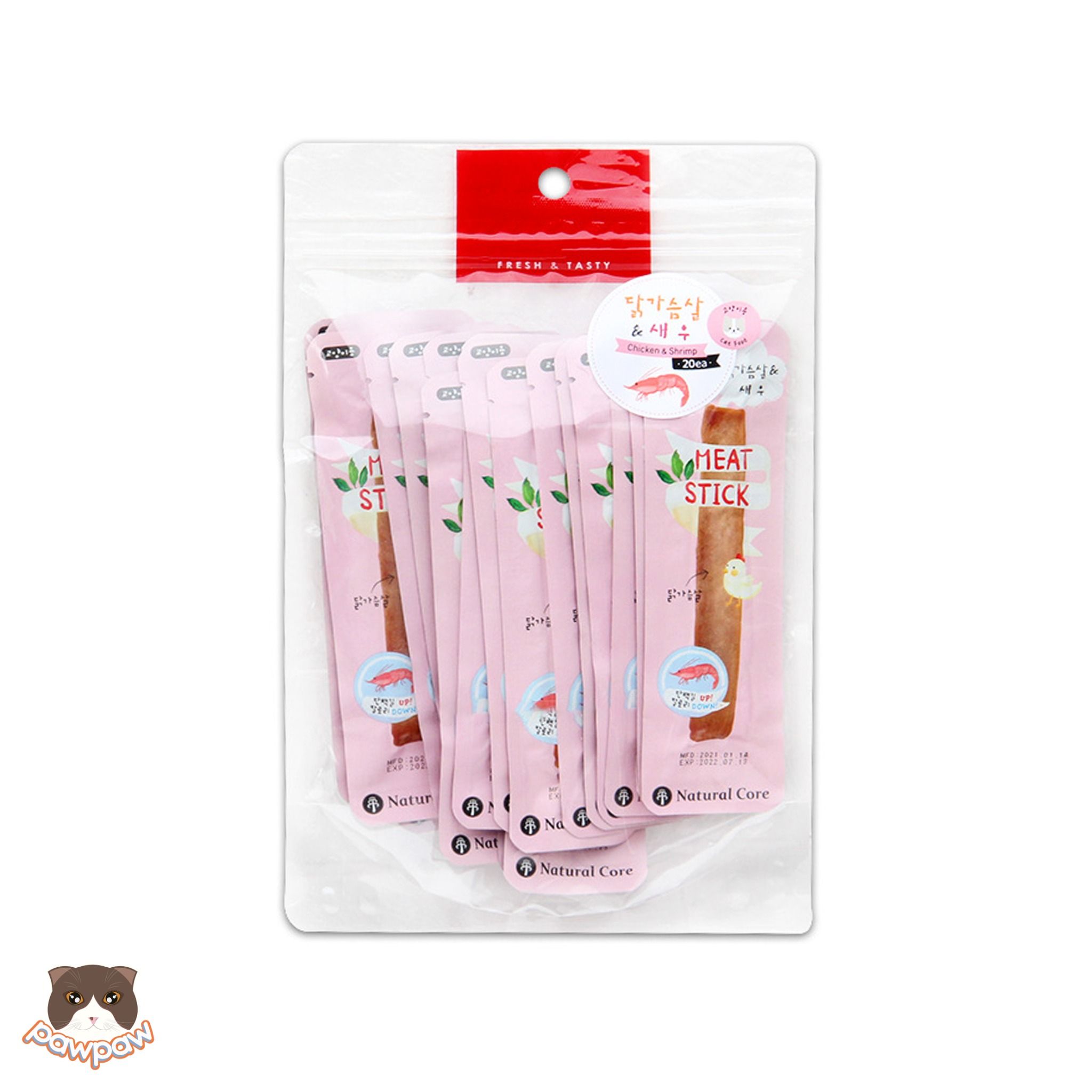 Que gà hấp tôm Meat Stick Natural Core 140g cho mèo (20 thanh)