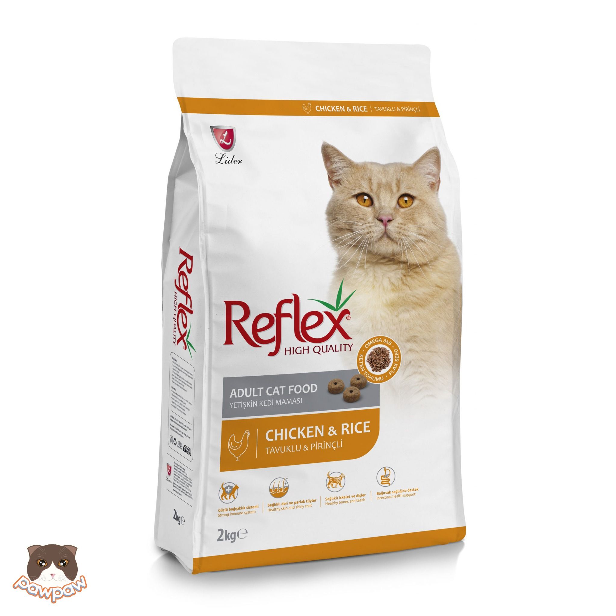 Hạt Reflex Adult Chicken & Rice 2kg cho mèo trưởng thành