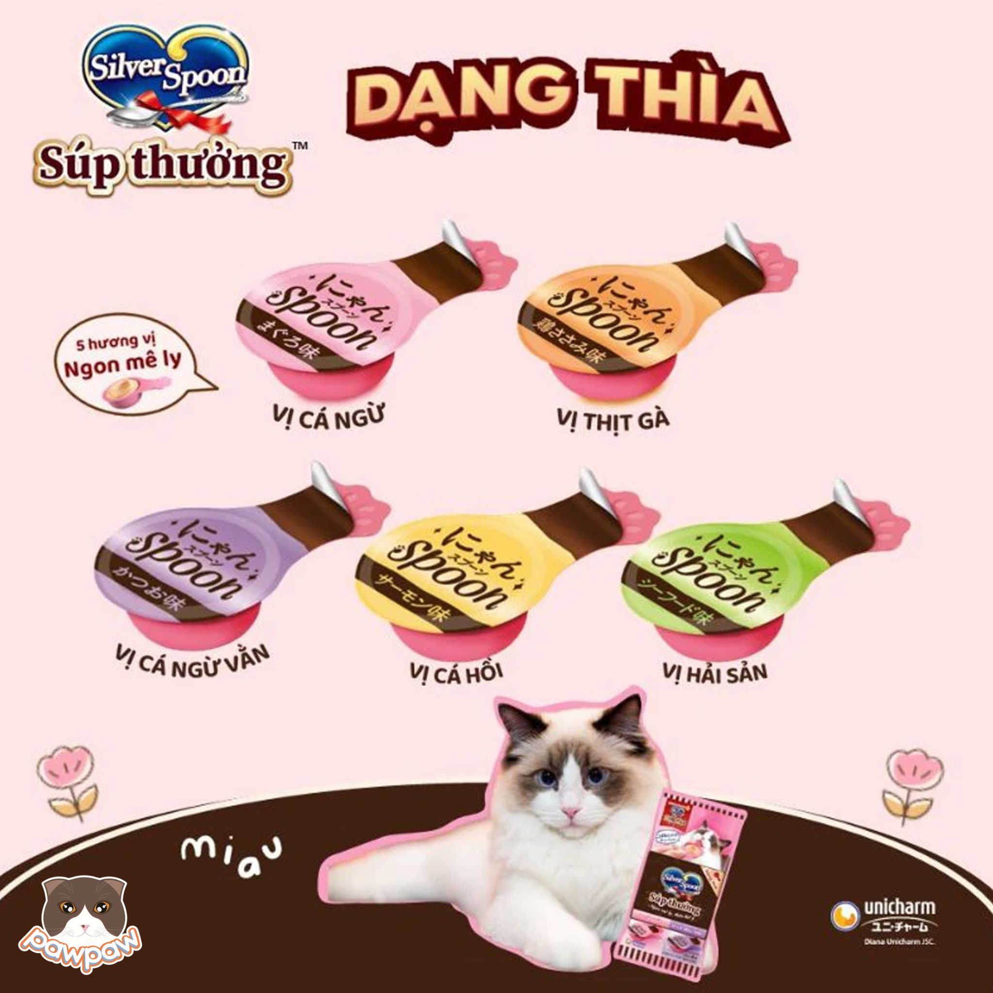 Súp thưởng thìa Silver Spoon 100g cho mèo (10 cái)