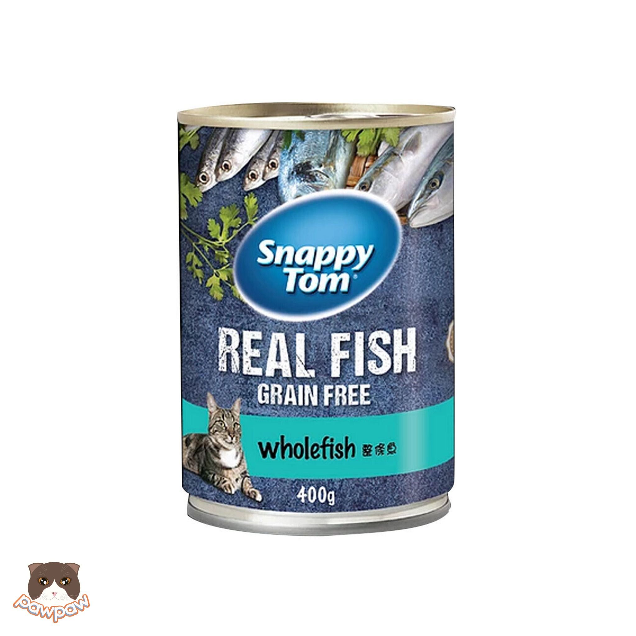 Pate cá trích Snappy Tom Real Fish lon 400g cho mèo