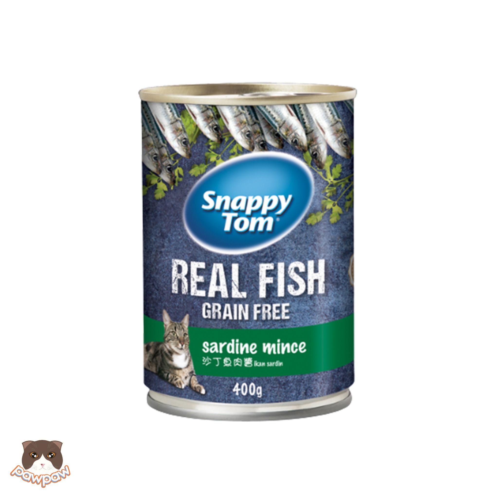 Pate cá trích Snappy Tom Real Fish lon 400g cho mèo