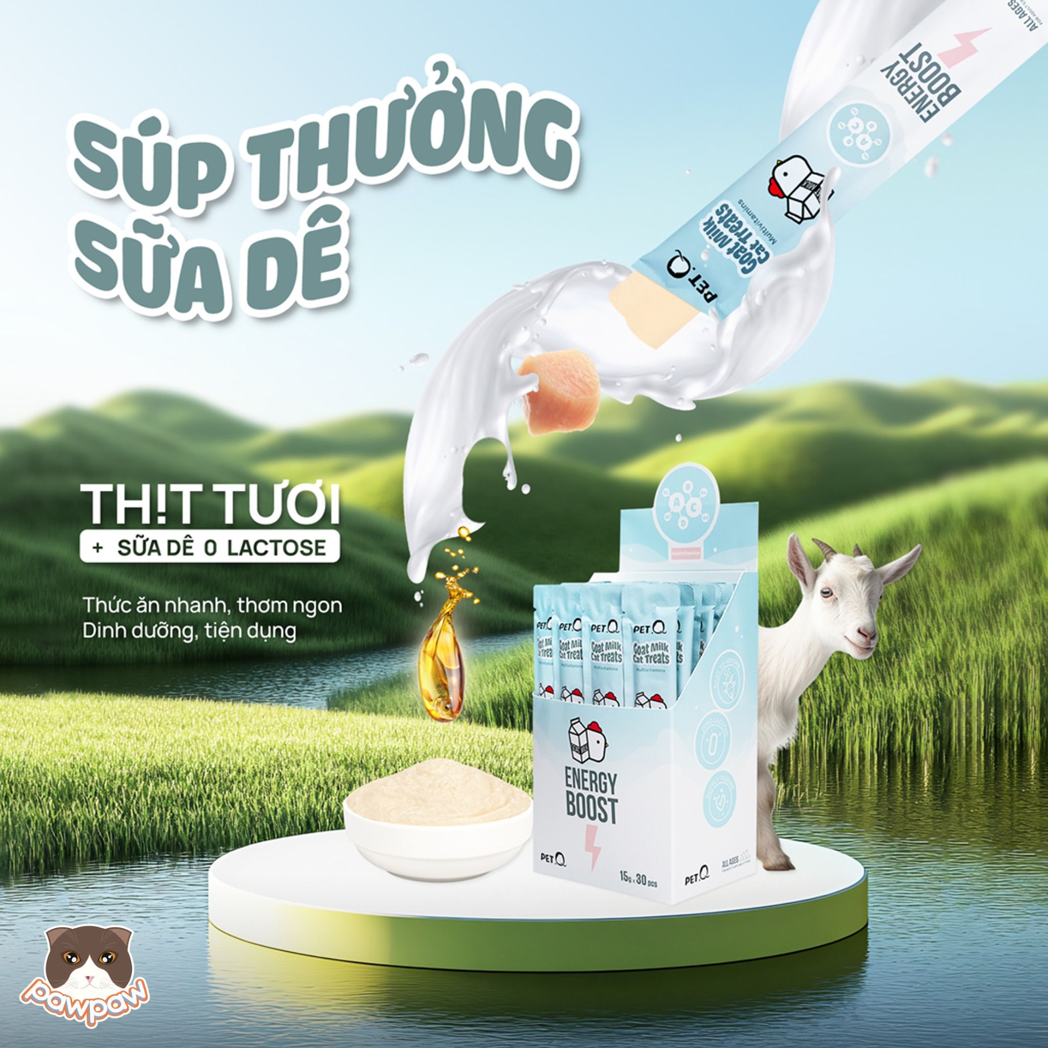 Súp thưởng sữa dê PetQ cho mèo