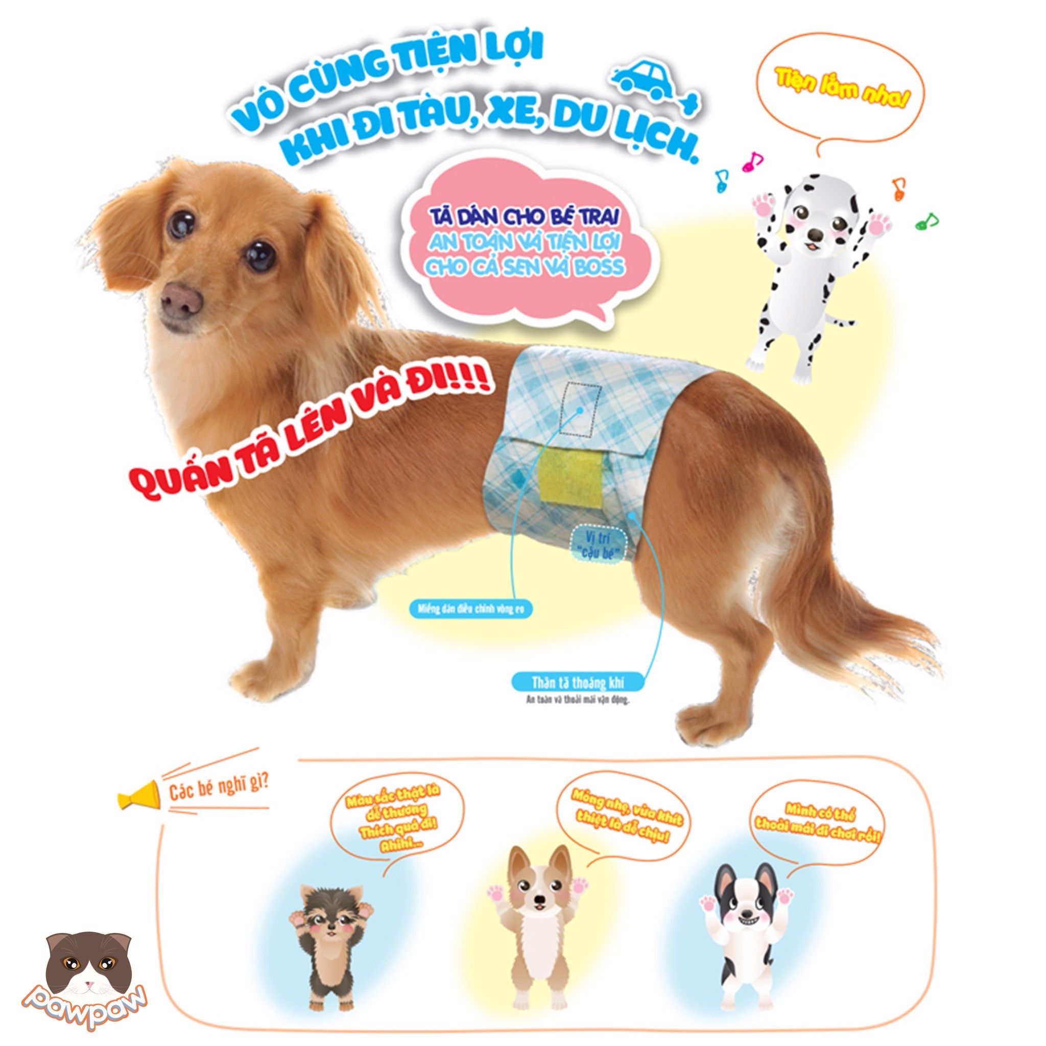 Tả quấn - bỉm P.one cho chó đực từ 2 - 5kg