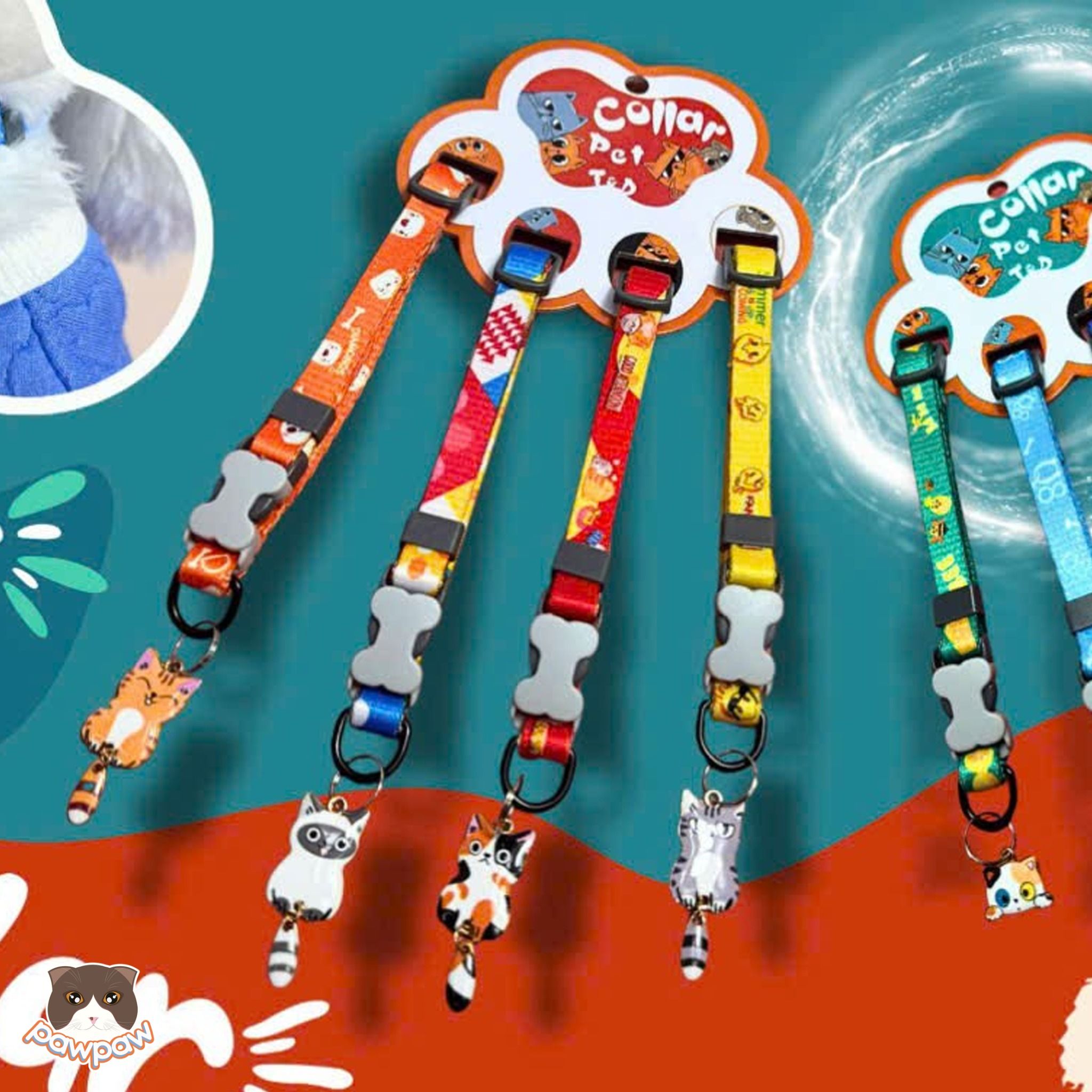 Vòng cổ có mặt dây hình mèo T&D 1cm cho chó mèo