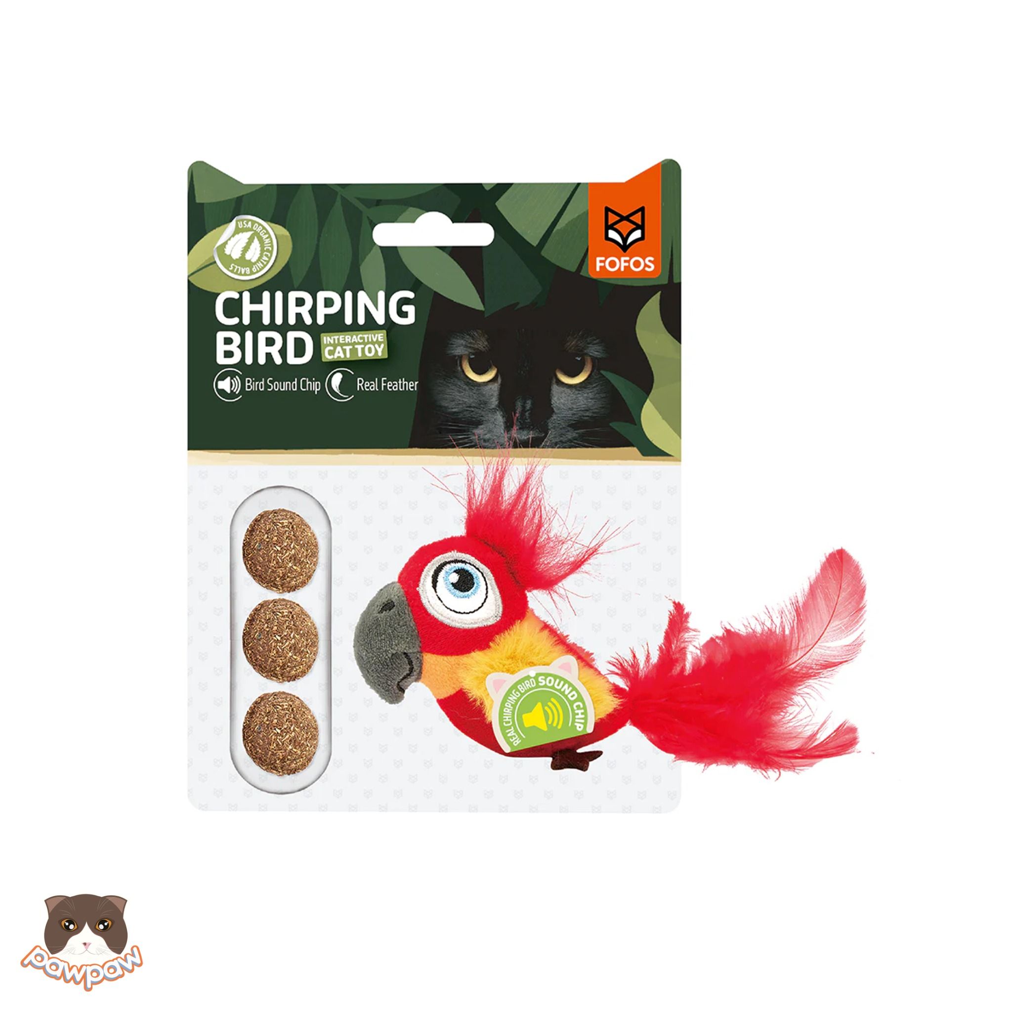 Đồ chơi vẹt phát ra tiếng có catnip Fofos cho mèo
