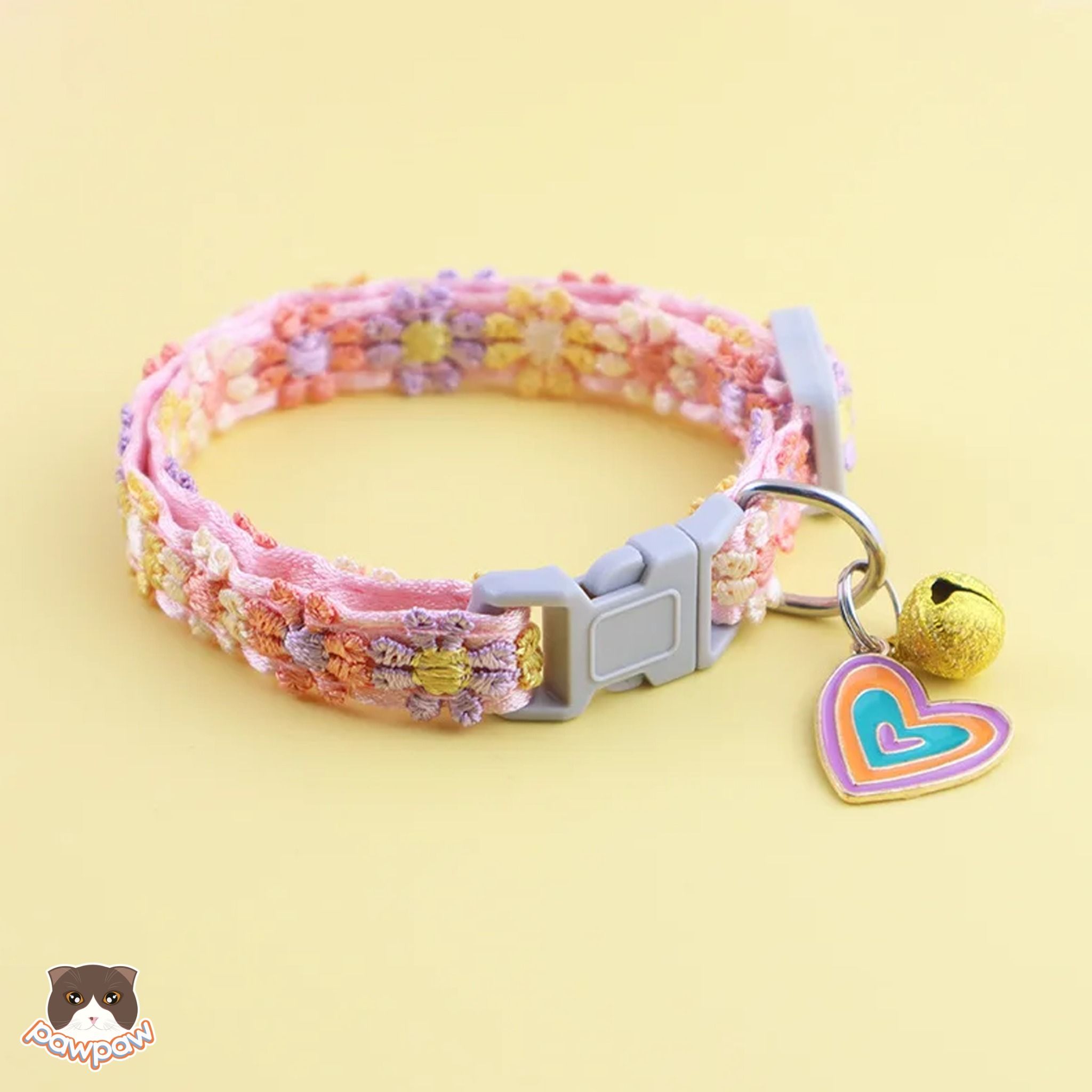 Vòng cổ thêu hoa 1cm cho chó mèo