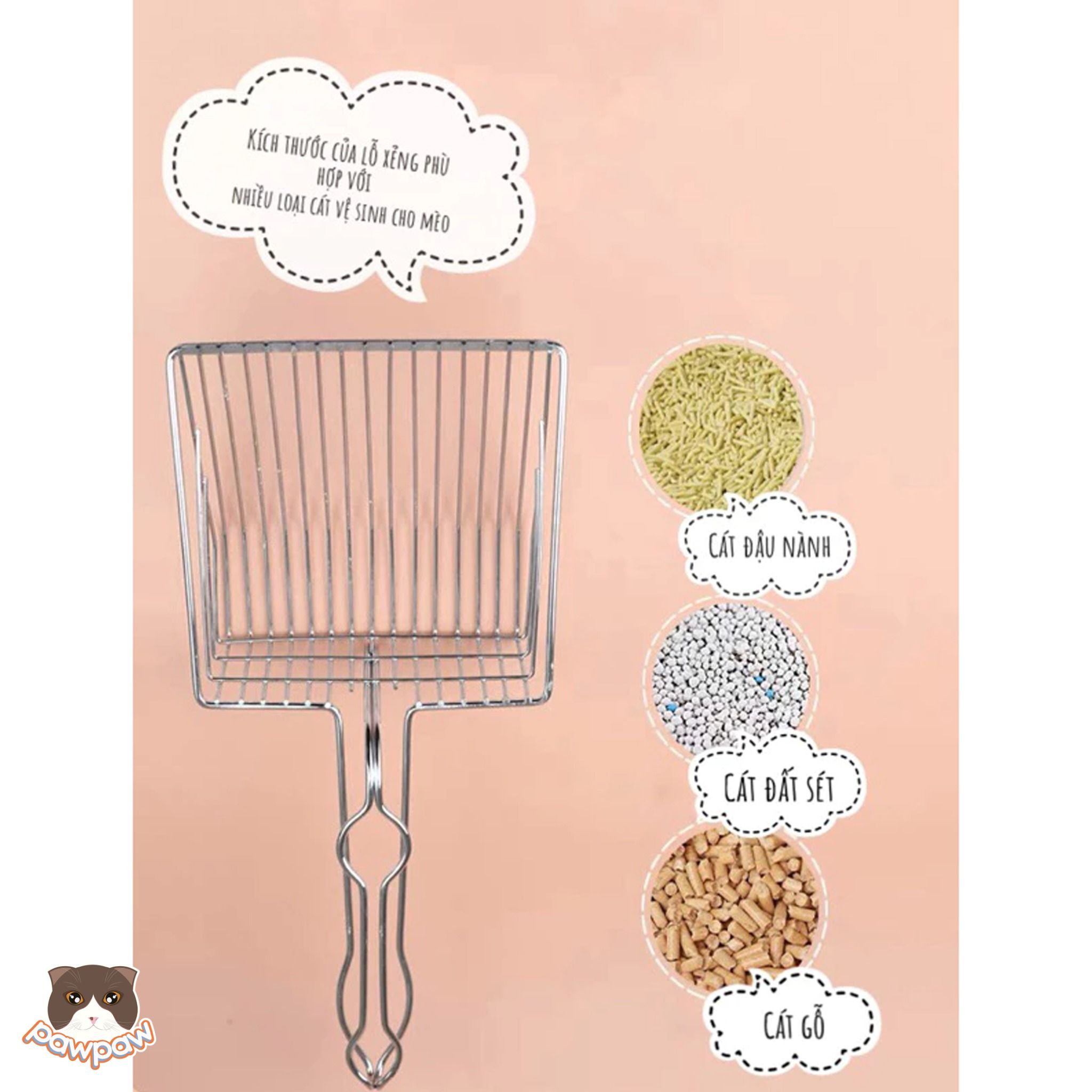Xẻng inox xúc cát vệ sinh cho mèo