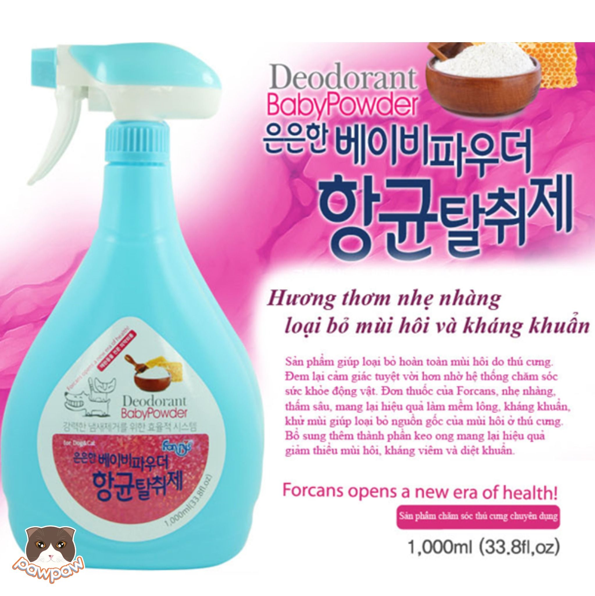Xịt khử mùi Forcans 1L cho chó mèo