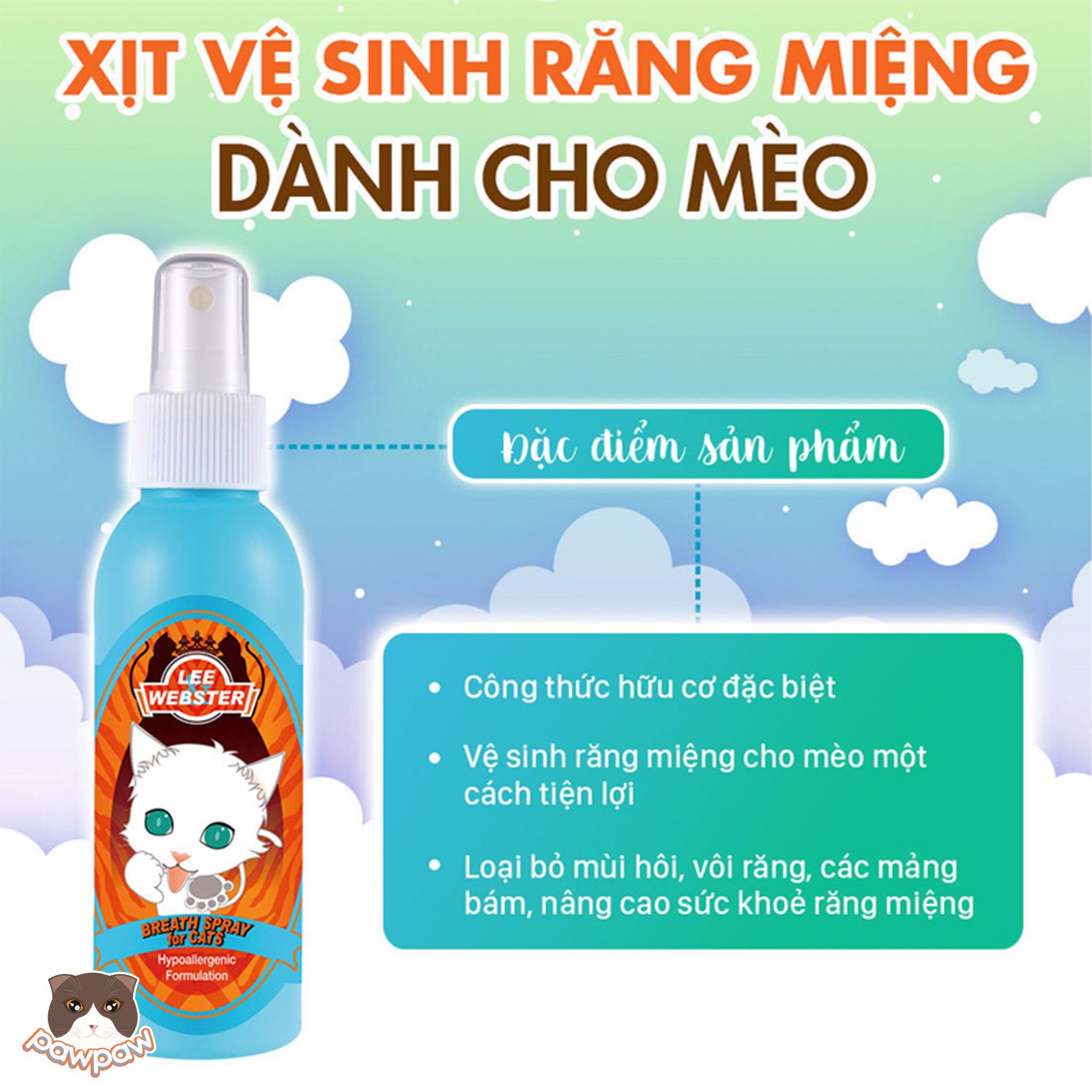  Xịt vệ sinh răng miệng Lee & Webster cho mèo 