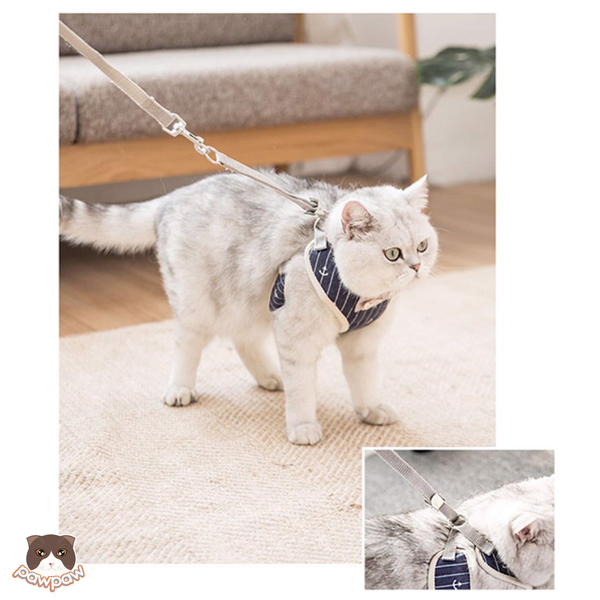 Yếm nơ kèm dây dắt cho chó mèo