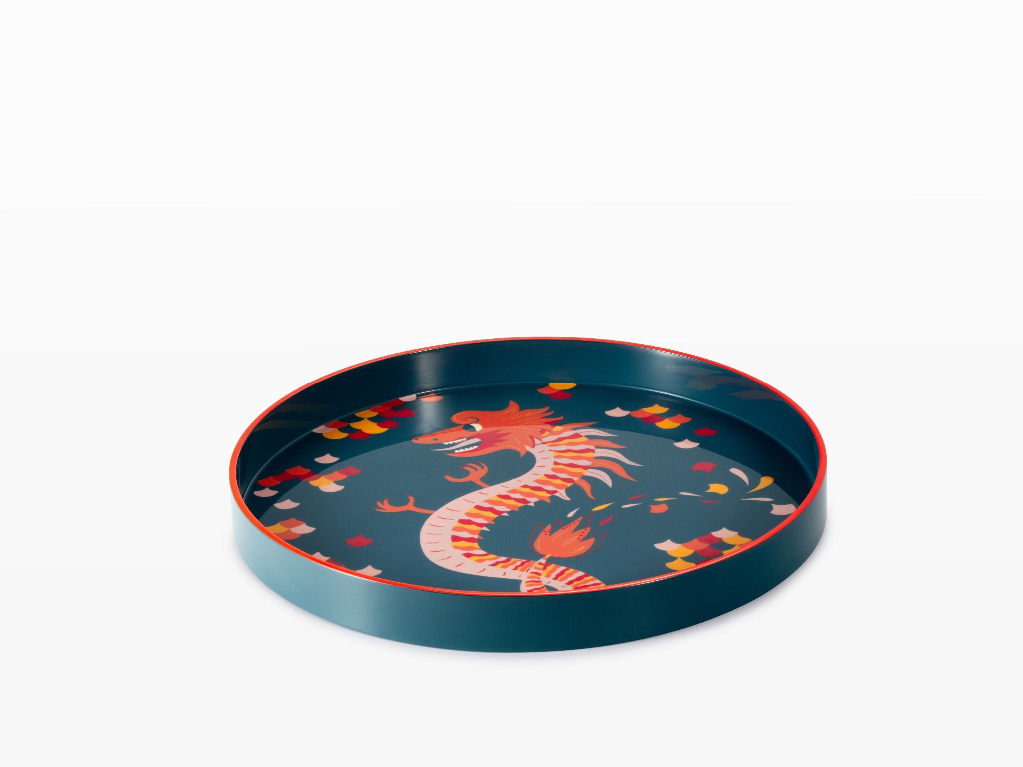 ITM - Lacquer Round Tray Dragon