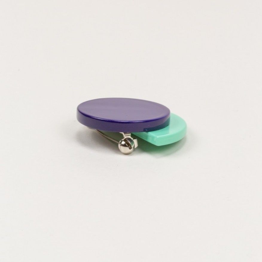 Couchant Lacquered Brooch Mint & purple