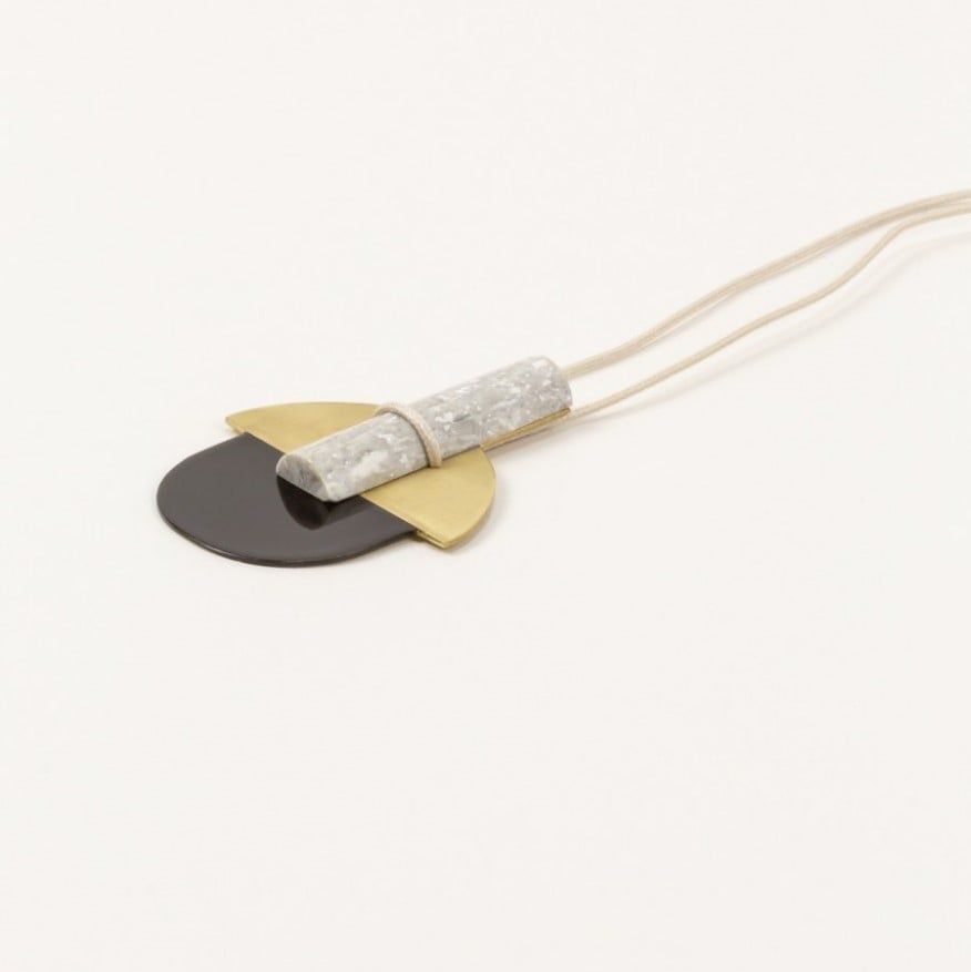 Stone & brass Envol pendant