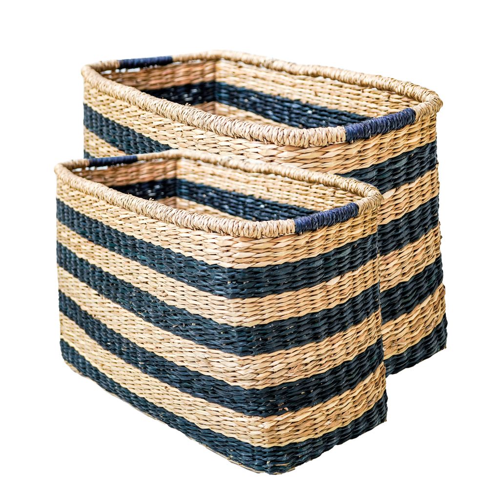  Rectangular Black And Natural Basket 