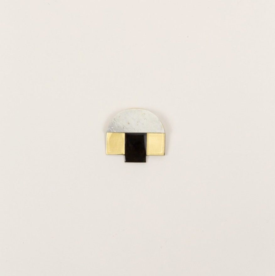 Stone & brass Colonne brooch