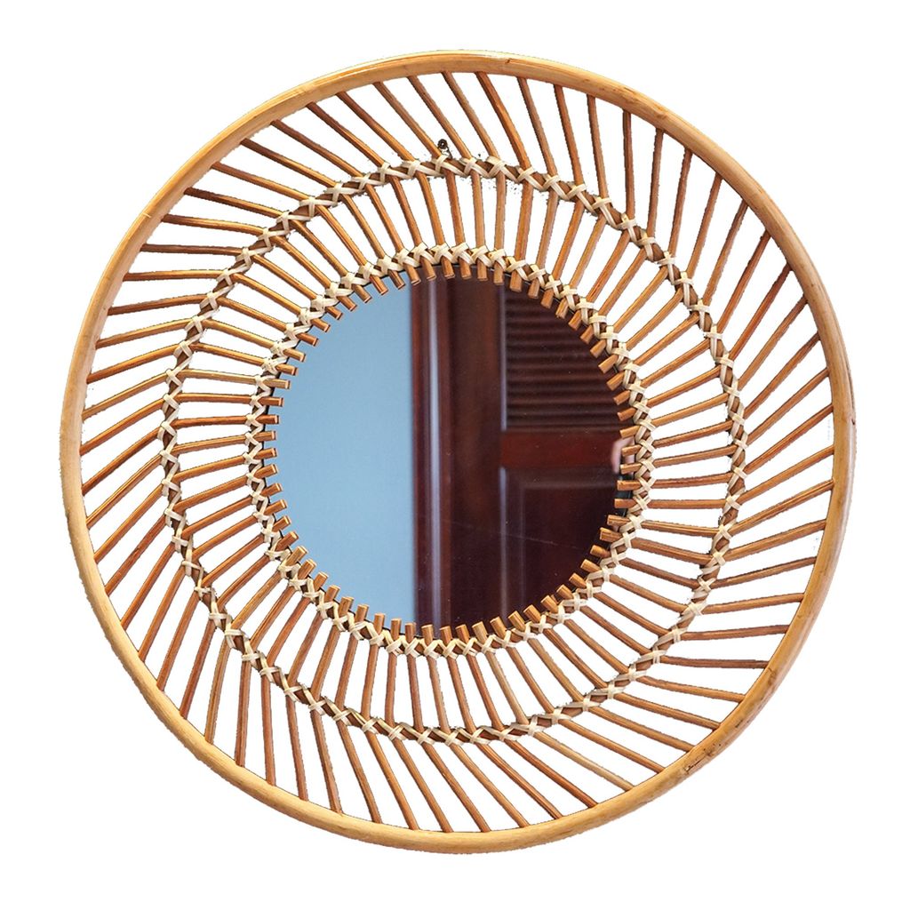 Round Rattan Mirror