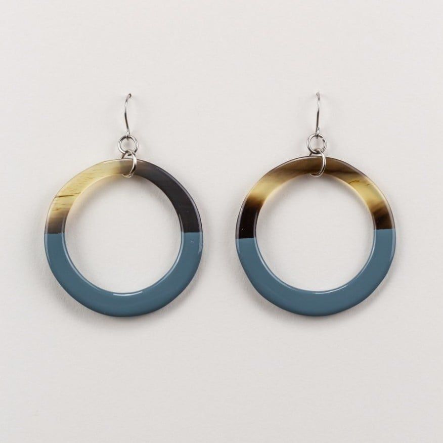  Ring Earrings Blue Grey 