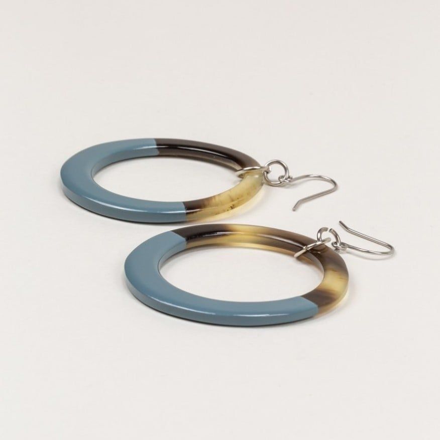  Ring Earrings Blue Grey 