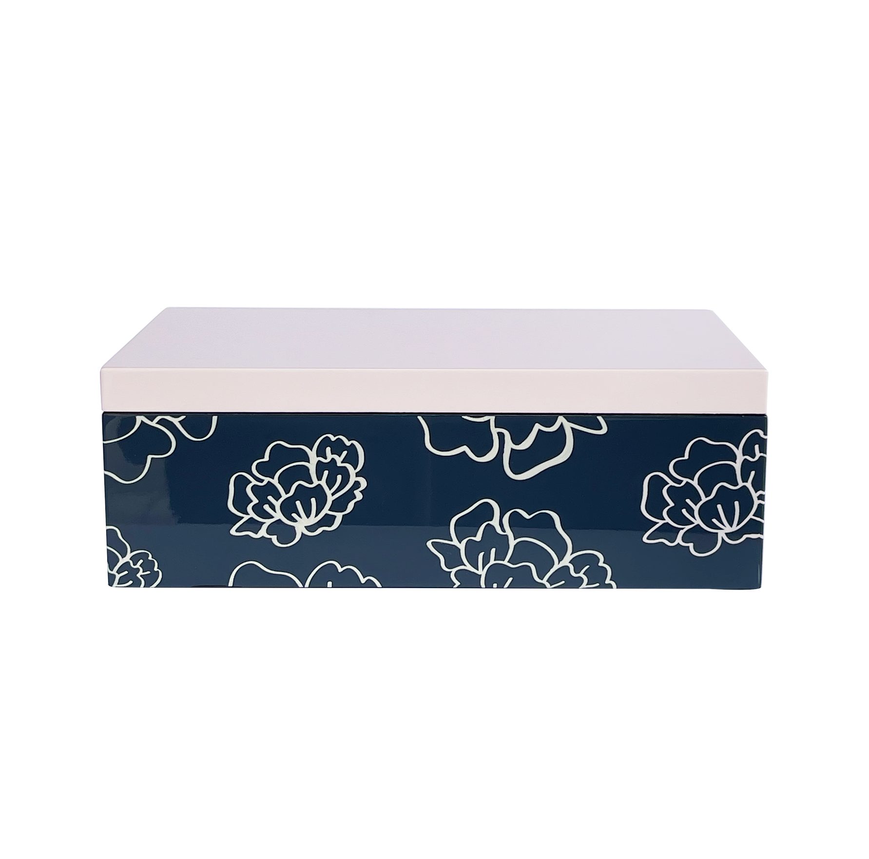 Lacquer Rectangular Box White Peonies