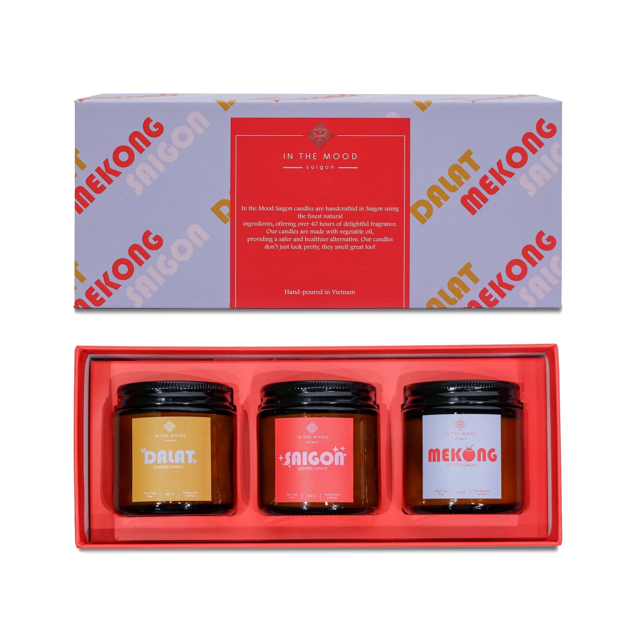 Set of 3 Small Candles DALAT - SAIGON - MEKONG