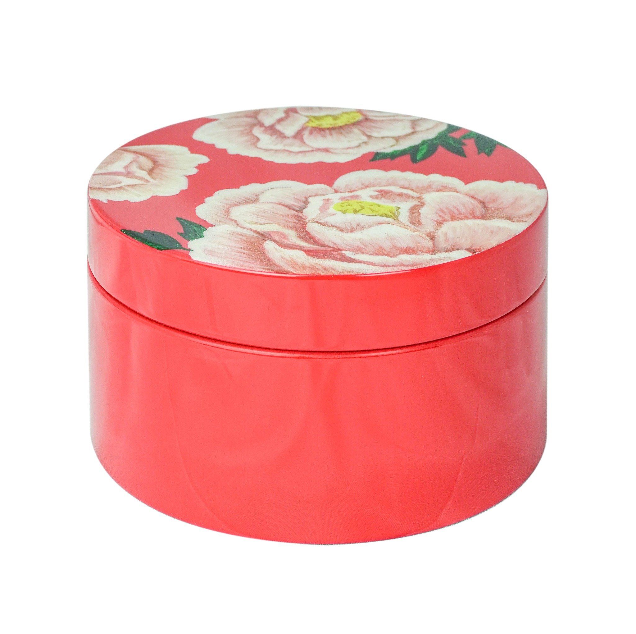 Peonies Lacquer Box Blue