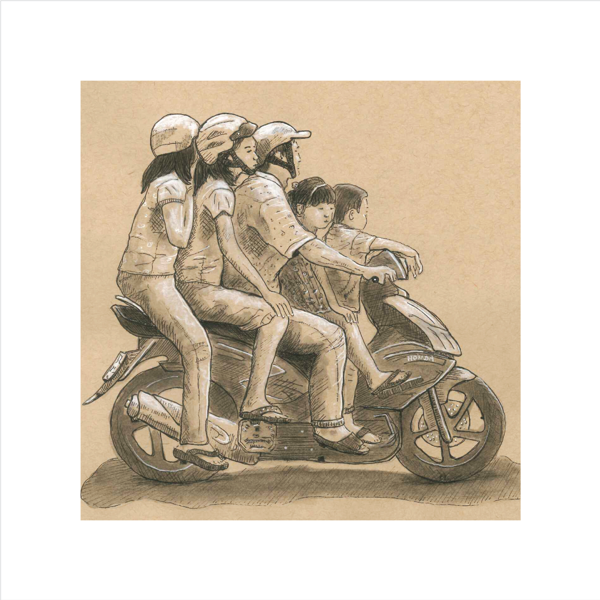 Square Poster Black Drawing Honda