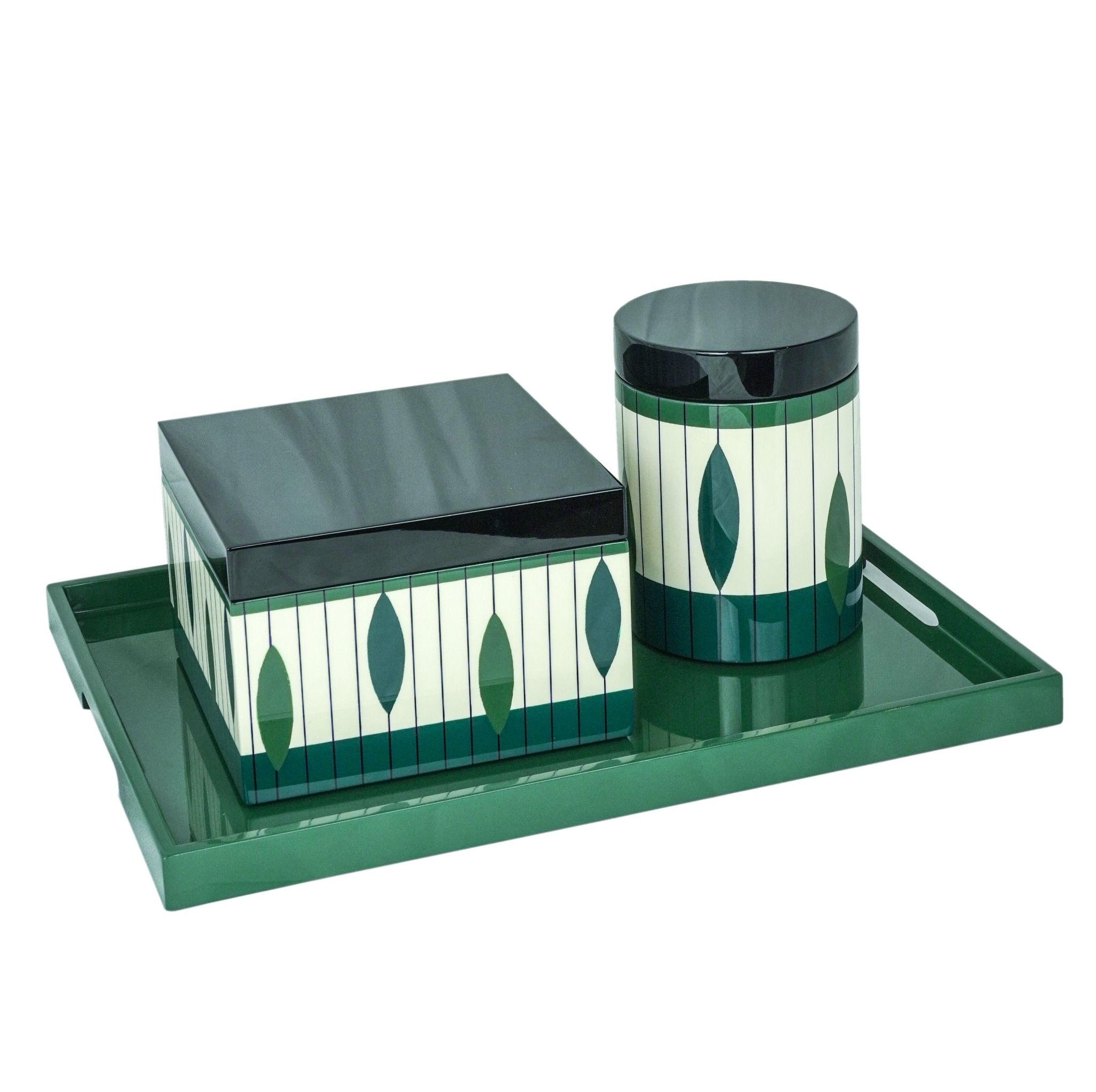 Rectangular Lacquer Tray Green