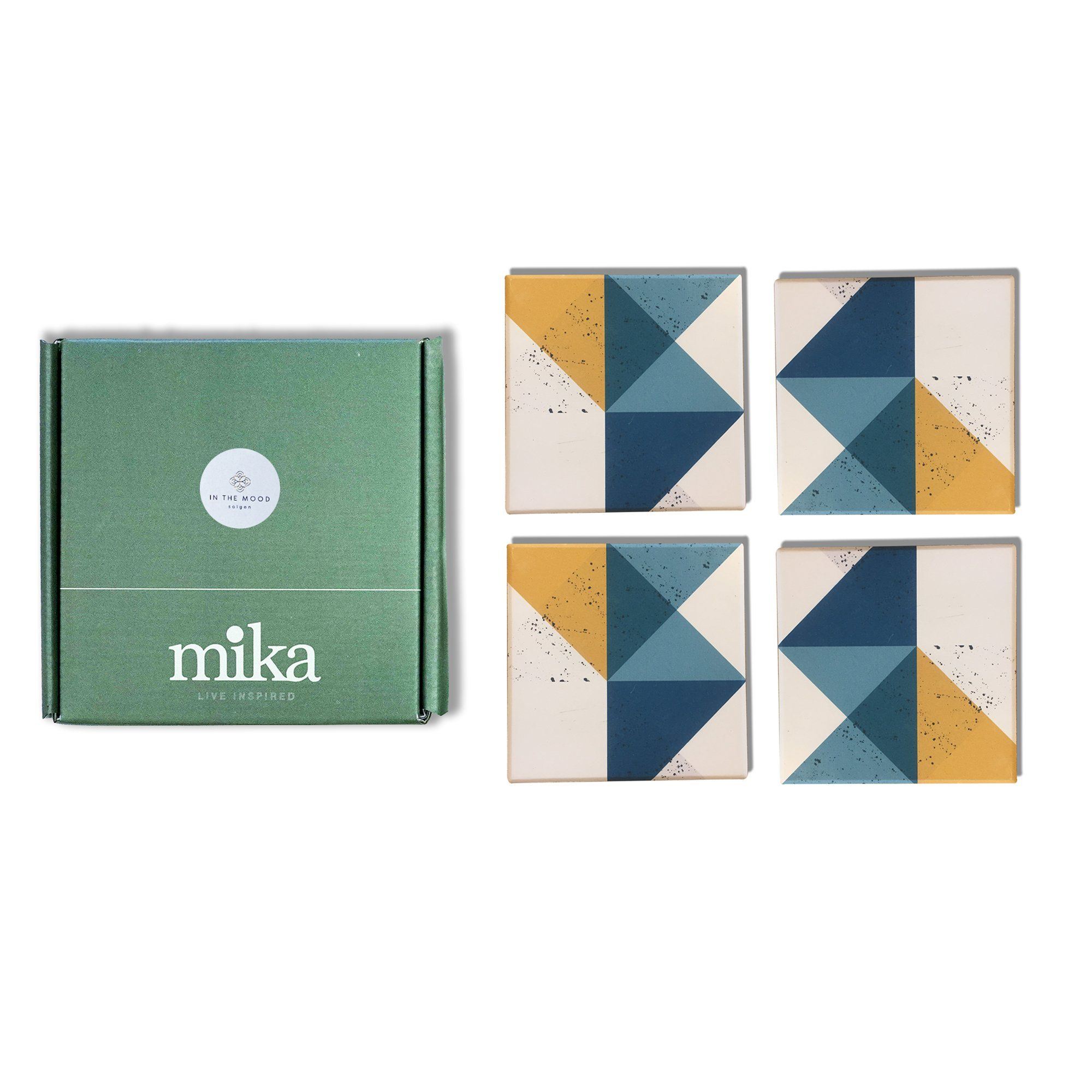Ceramic Yellow & Blue Coasters