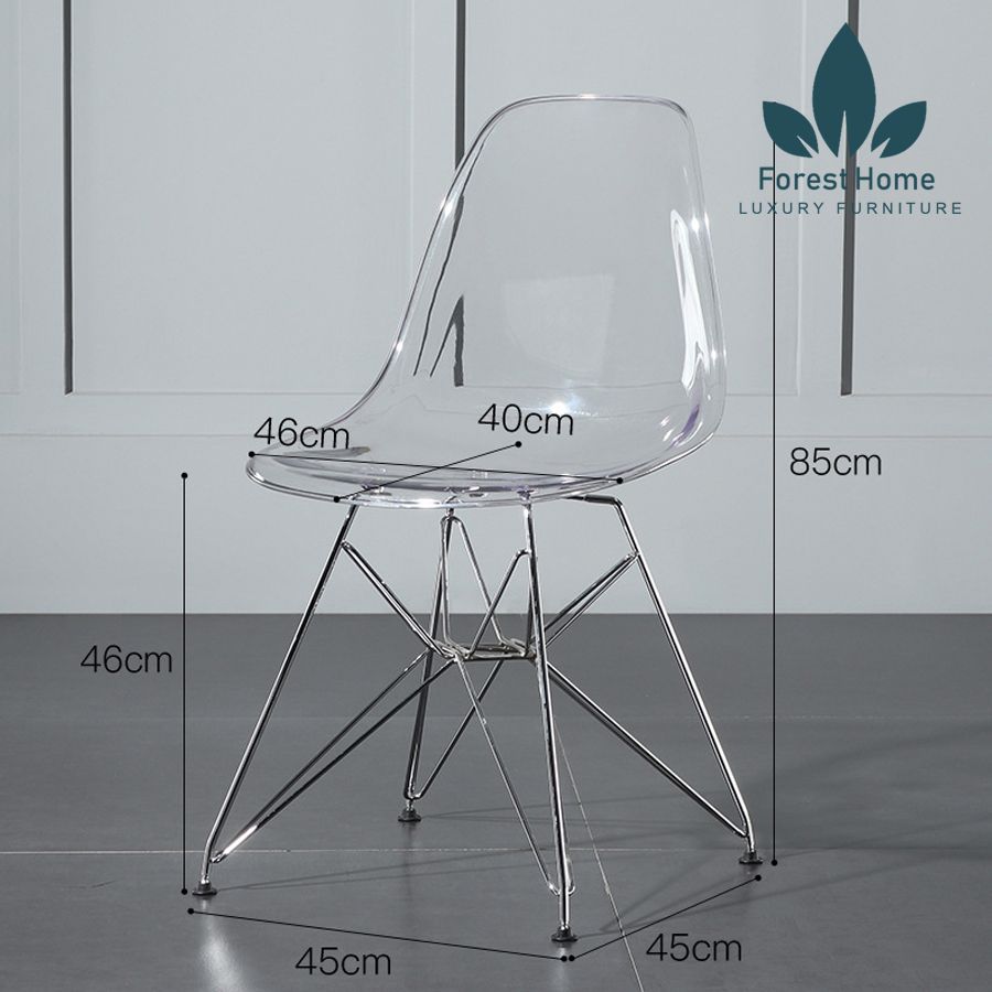 EA6 - GHẾ EAMES TRONG SUỐT CHÂN THÉP