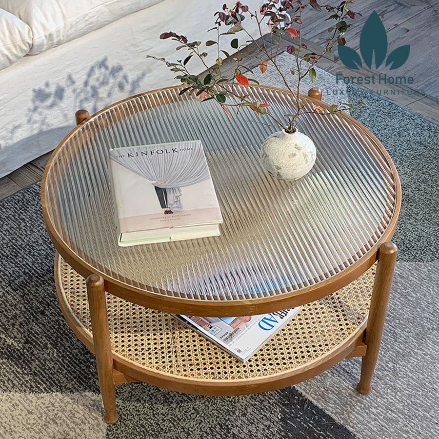 BT45 - BÀN TRÀ KÍNH SÓNG RATTAN
