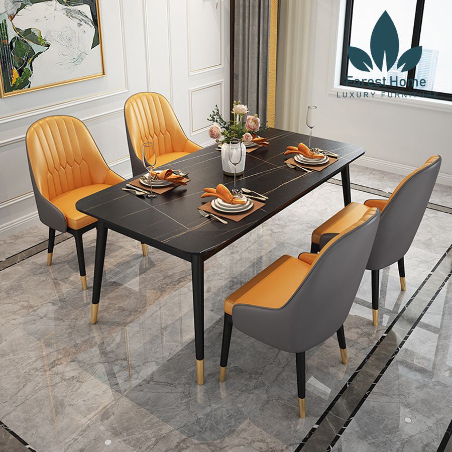 BA19 - BÀN ĂN CHÂN BỌC ĐỒNG MẶT ĐÁ CERAMIC