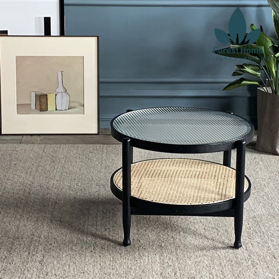 BT45 - BÀN TRÀ KÍNH SÓNG RATTAN