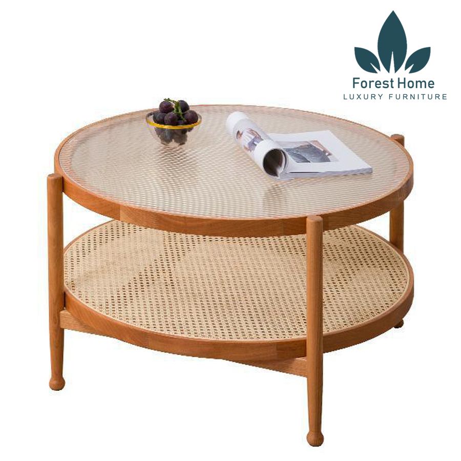 BT45 - BÀN TRÀ KÍNH SÓNG RATTAN