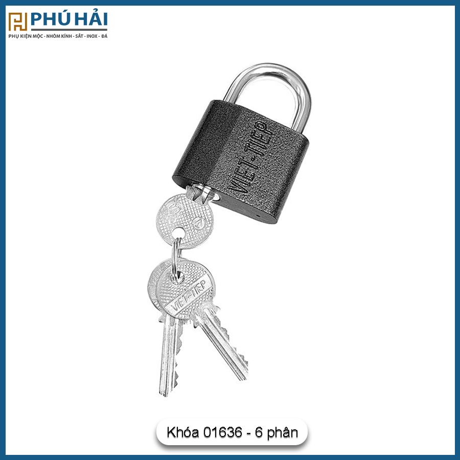 Khóa móc Việt Tiệp 01636 6cm Gang