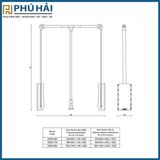 Giá kệ mắc quần áo nâng hạ VICKINI 18205.960 GRPR xám sơn
